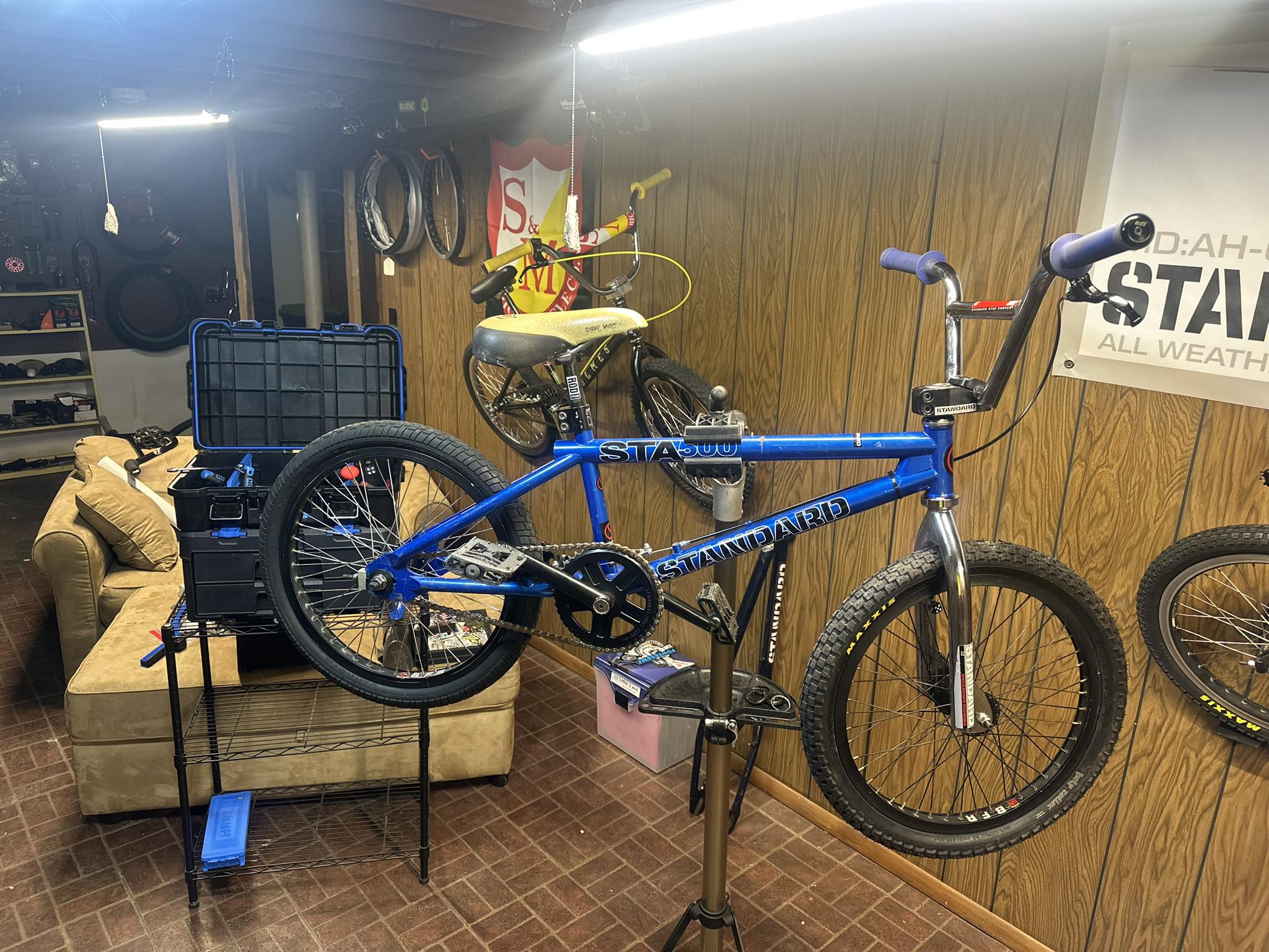 1999 S&M garage hanger with Primo and S&M BMX parts
