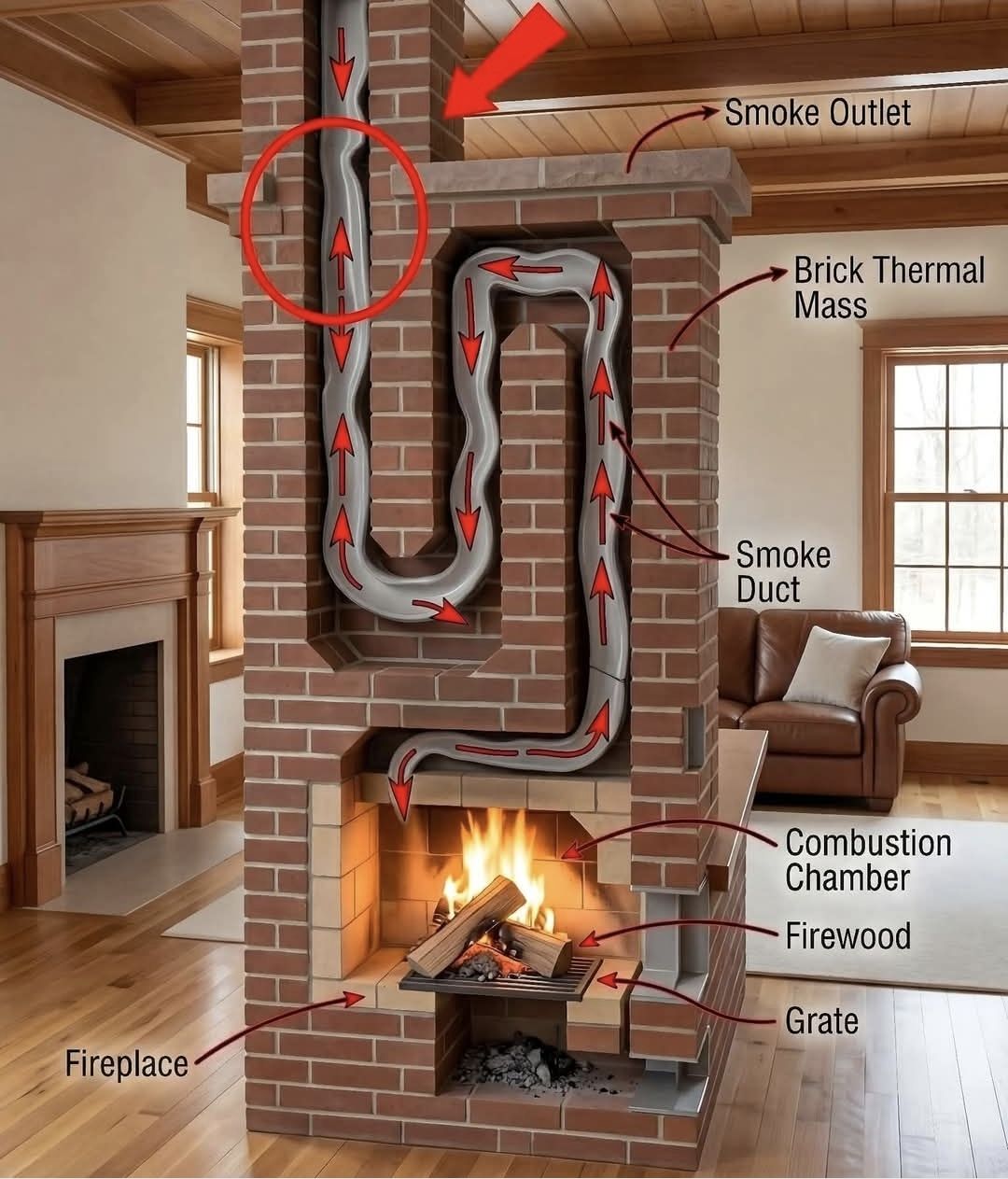 Masonry stove design and build for efficient heating