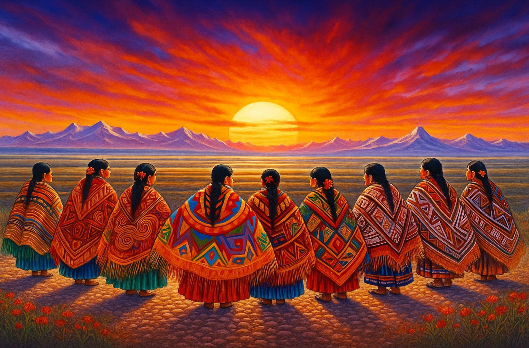 Native - Children of the Sun At dawn they stand, in colors bright ...