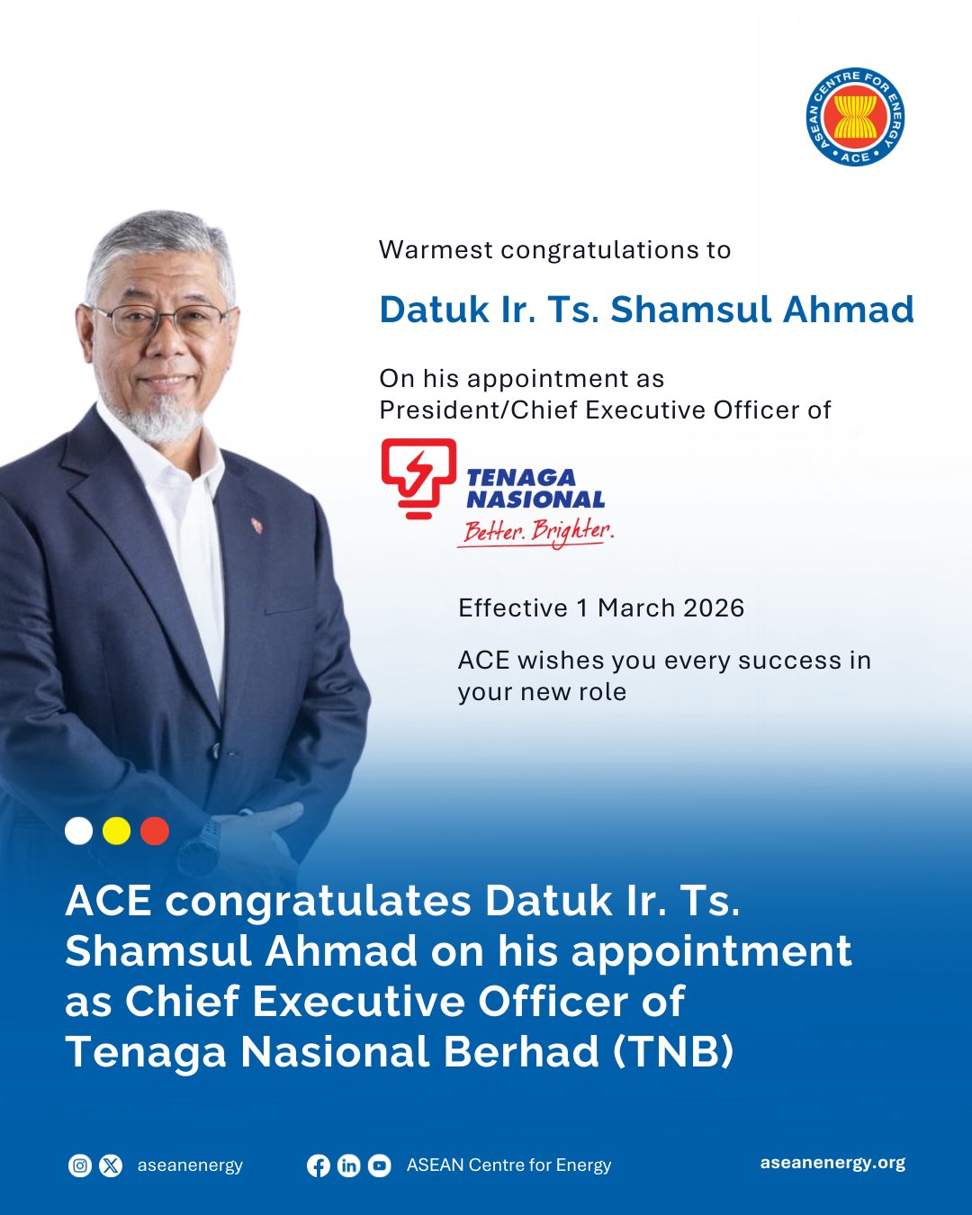 ASEAN - The ASEAN Centre for Energy (ACE) extends its warmest ...