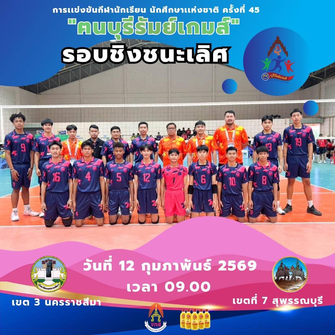 การแข่งขันกีฬา นักเรียน นักศึกษาแห่งชาติ ครั้งที่ 45 “ฅนบุรีรัมย์เกมส์ ...
