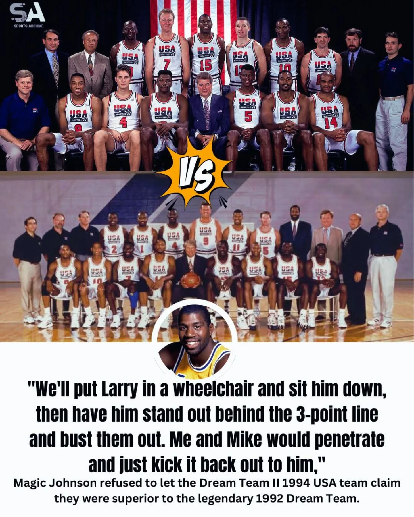 1992 Dream Team roster with Michael Jordan and Magic Johnson