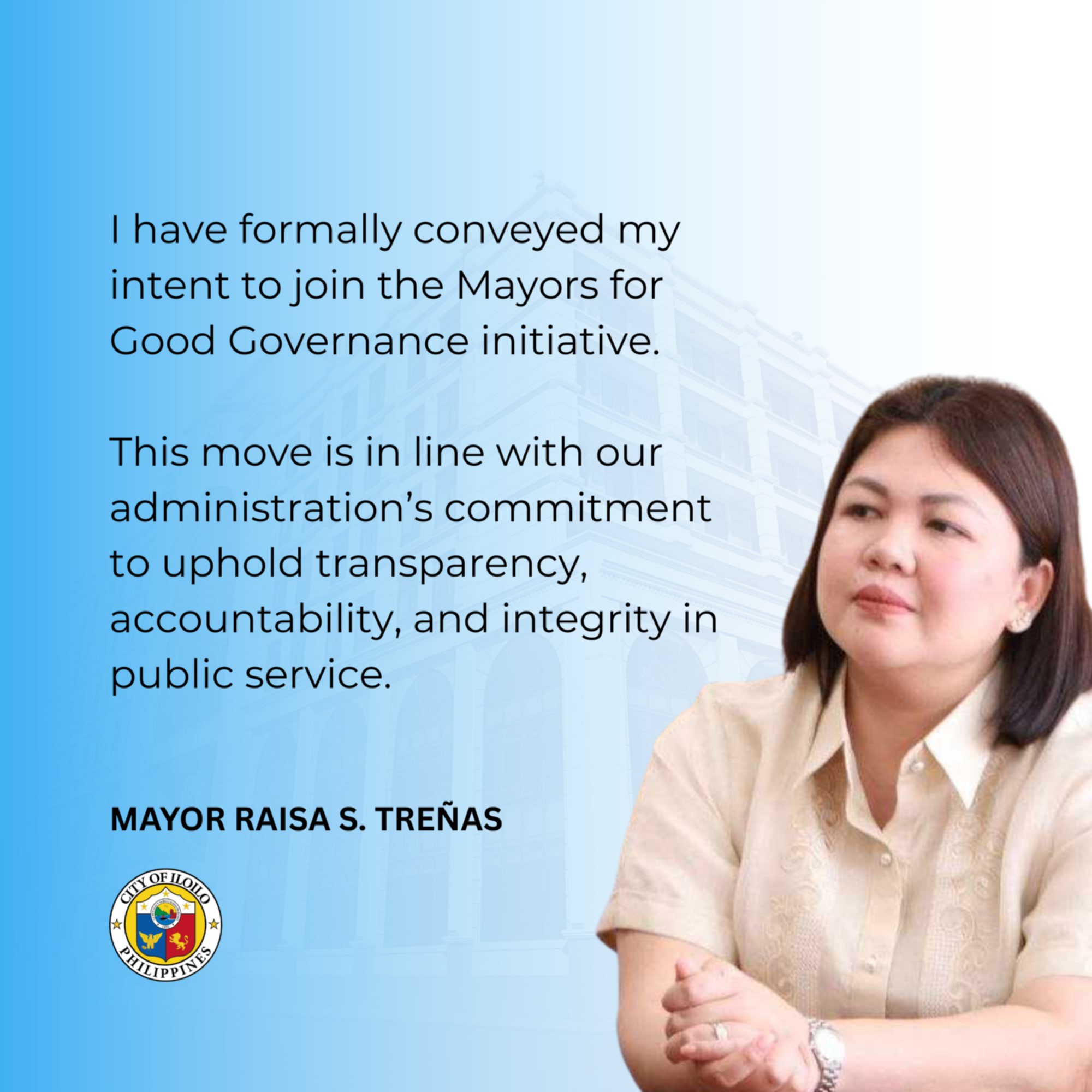 Raisa - I have formally conveyed my intent to join the Mayors for Good ...