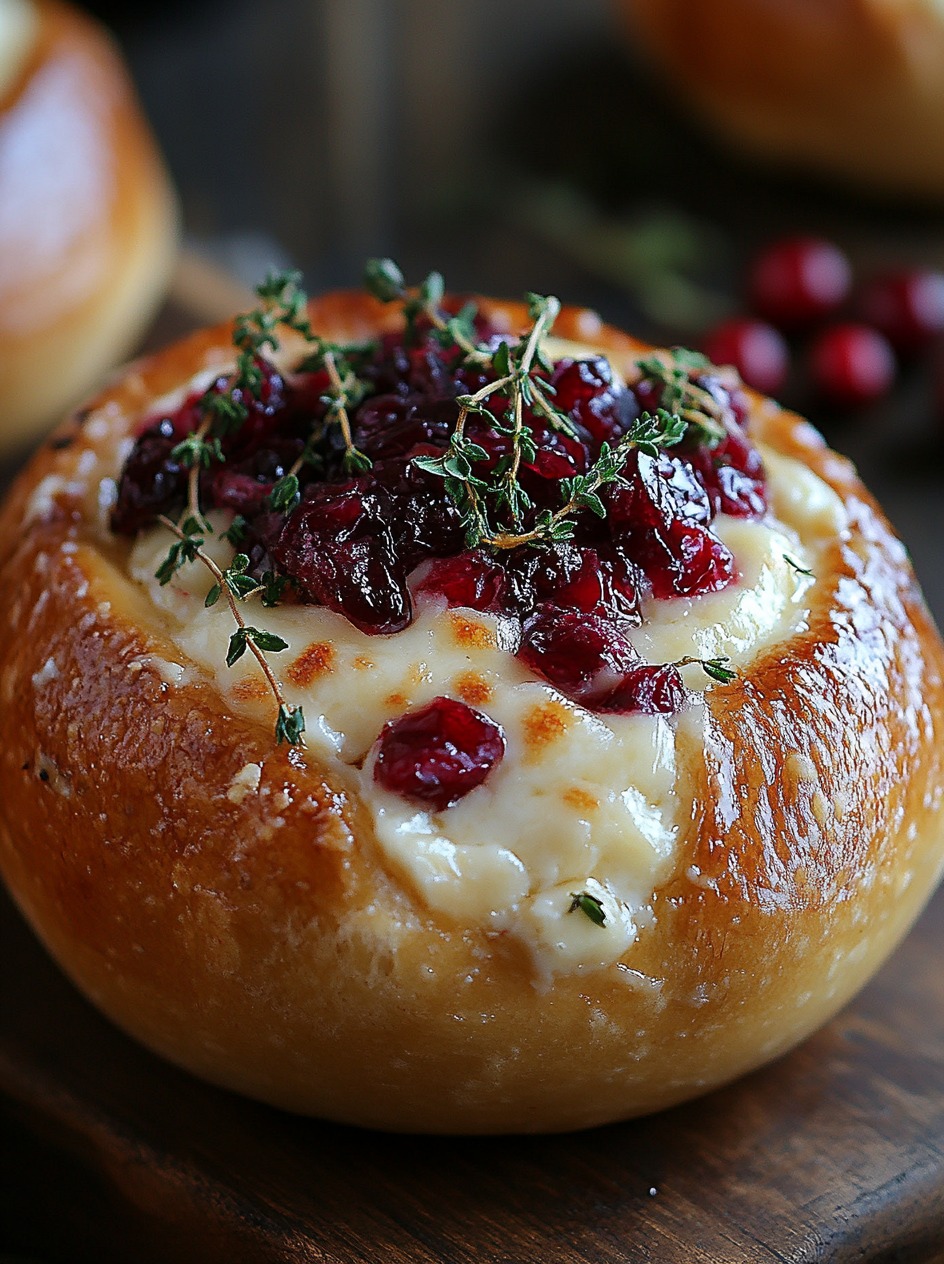 Recipes - Golden Brie Bread Bowl with Cranberry Thyme Compote ...