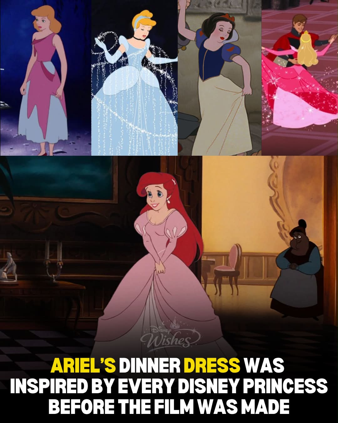 Ariel's dinner dress inspired by classic Disney princess gowns