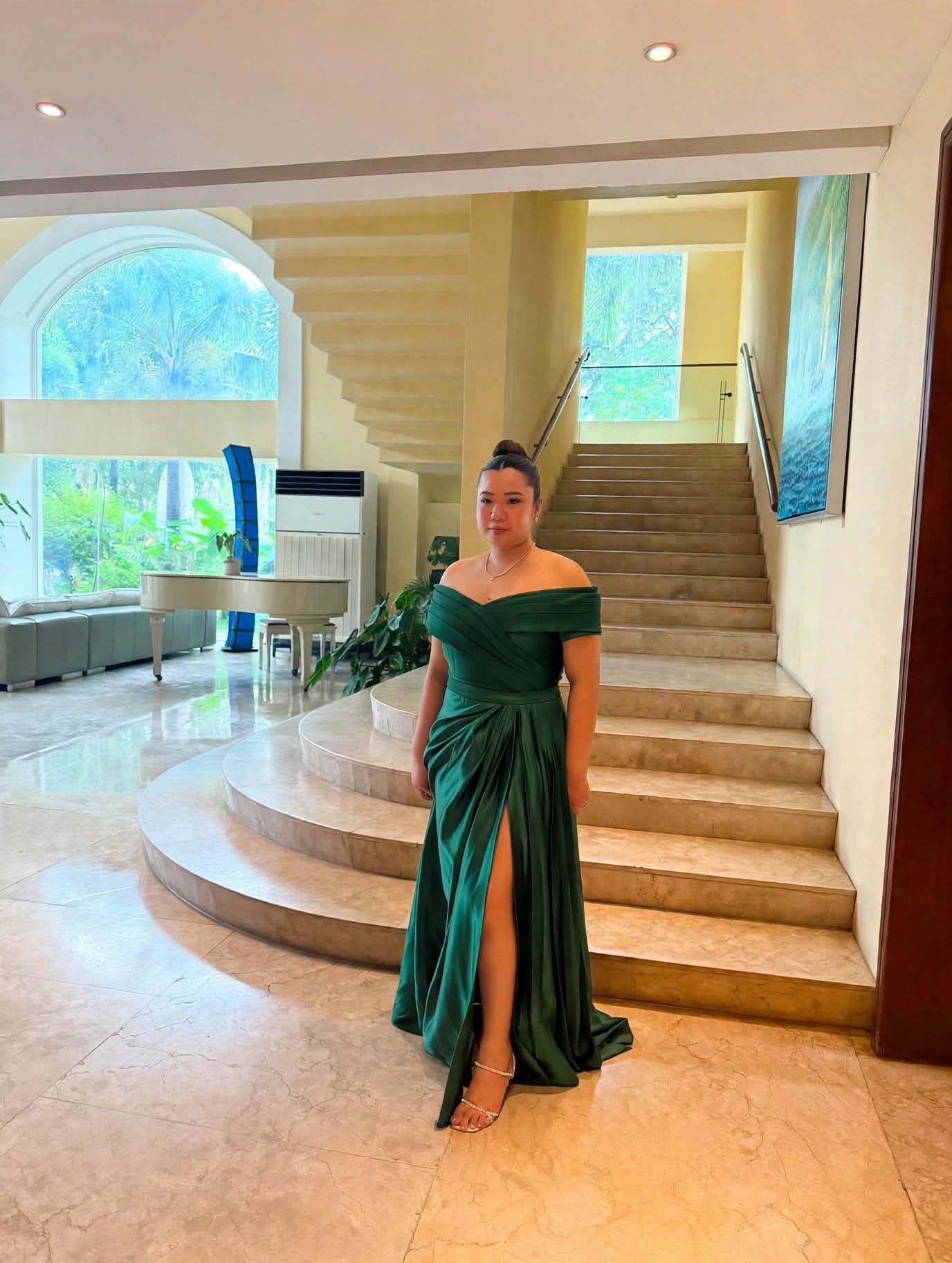 matron green dresses Emerald custom of Honor gown by Xavi Roche Couture summer2026