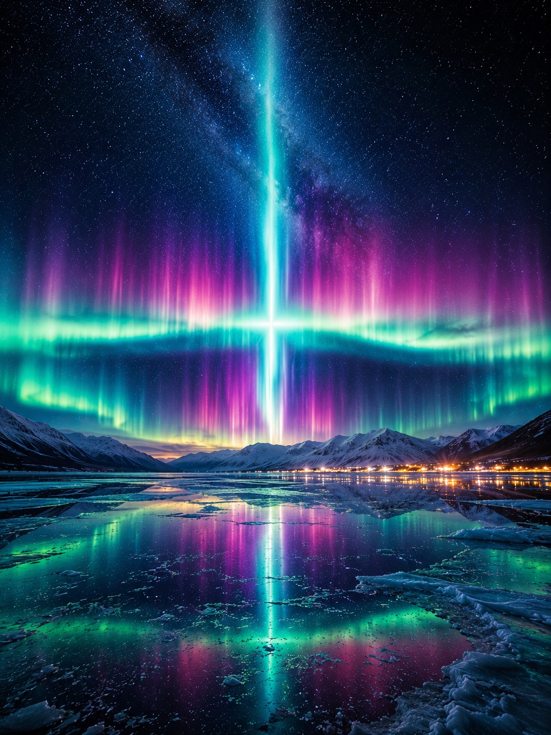 Rare symmetrical northern lights display over Alaska