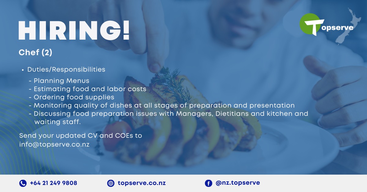 We're Hiring! 🚨 Position: Chef (2 positions available) Location: New ...