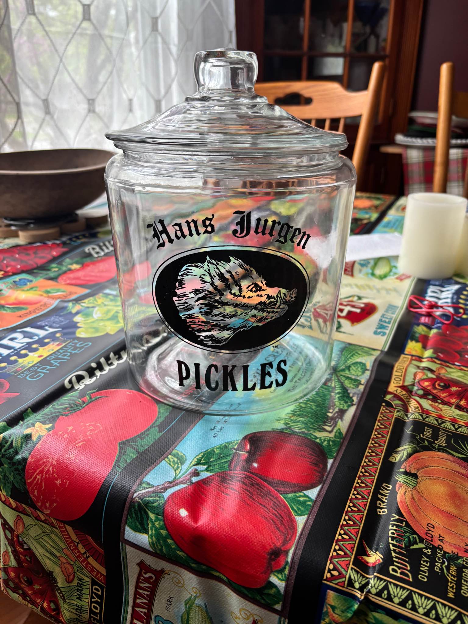 ハンスヘッドバーグ？HANSHEDBERG. Jar with lid Vintage Hans Jurgen (Boars Head) pickle jar cool for any kitchen $65