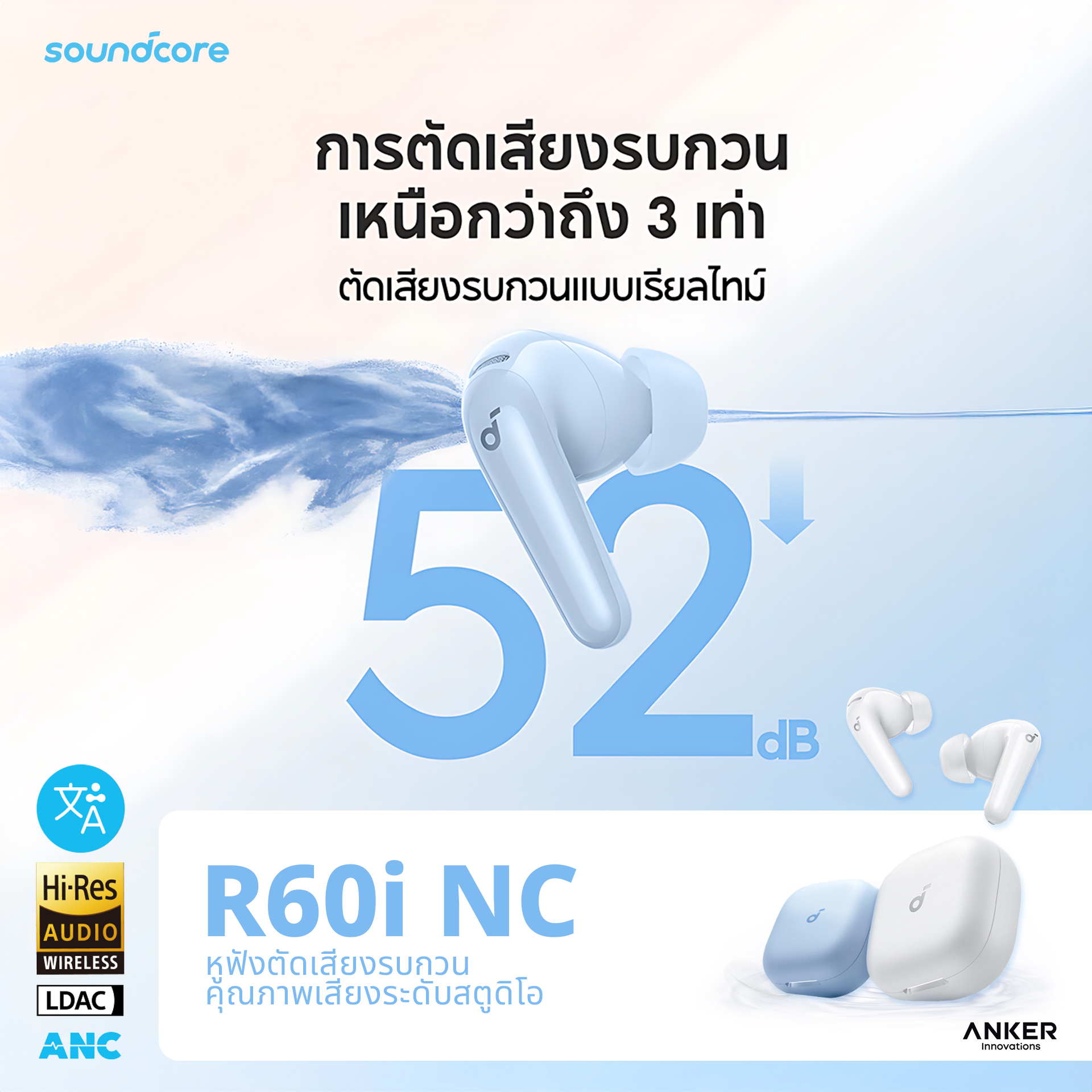 Soundcore - สัมผัสความเงียบที่เป็นส่วนตัวมากขึ้น! 🤫 soundcore R60i NC ...