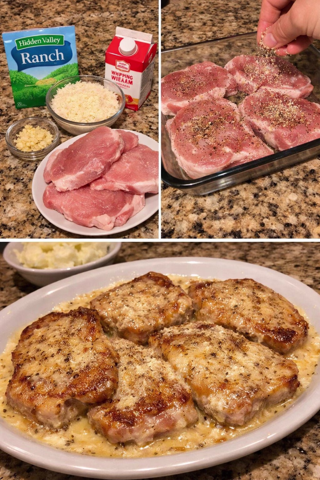 pork chops with hidden valley ranch dressing Easy garlic parmesan smothered recipe Creamy ranch Color:NAVY-2 mint green sexy dress Brown Floral Linen Midi