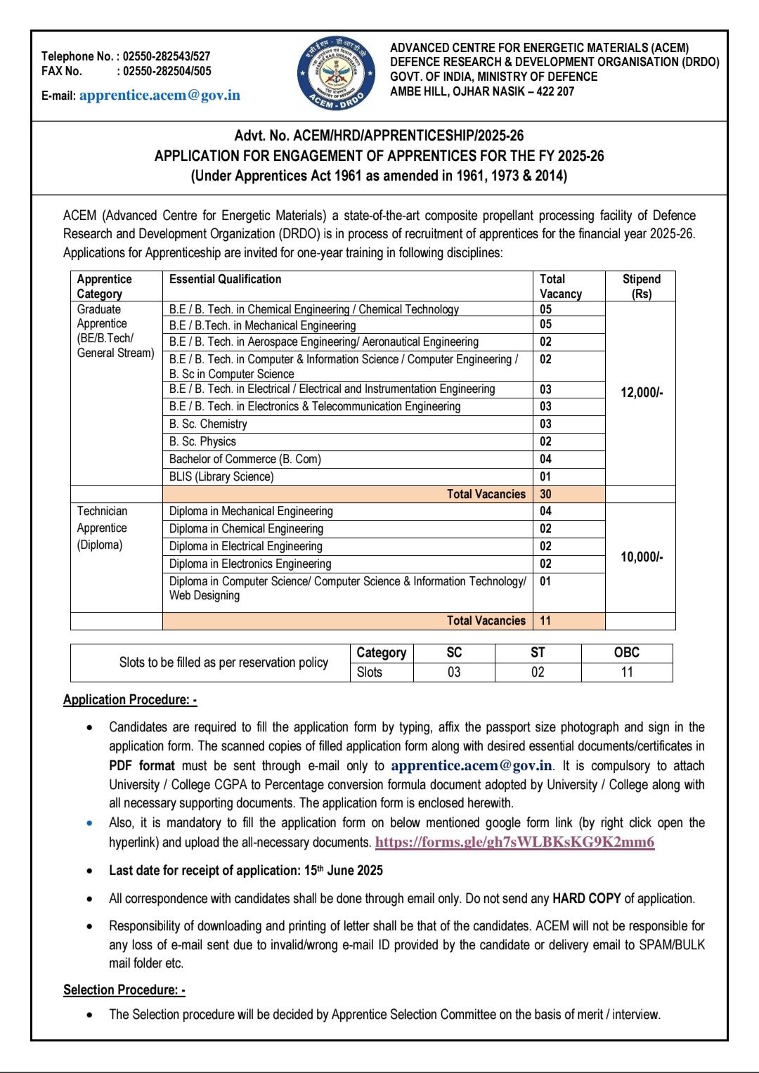 Job Mentions - 🚀 DRDO ACEM Apprentice Recruitment 2025 |... | Facebook