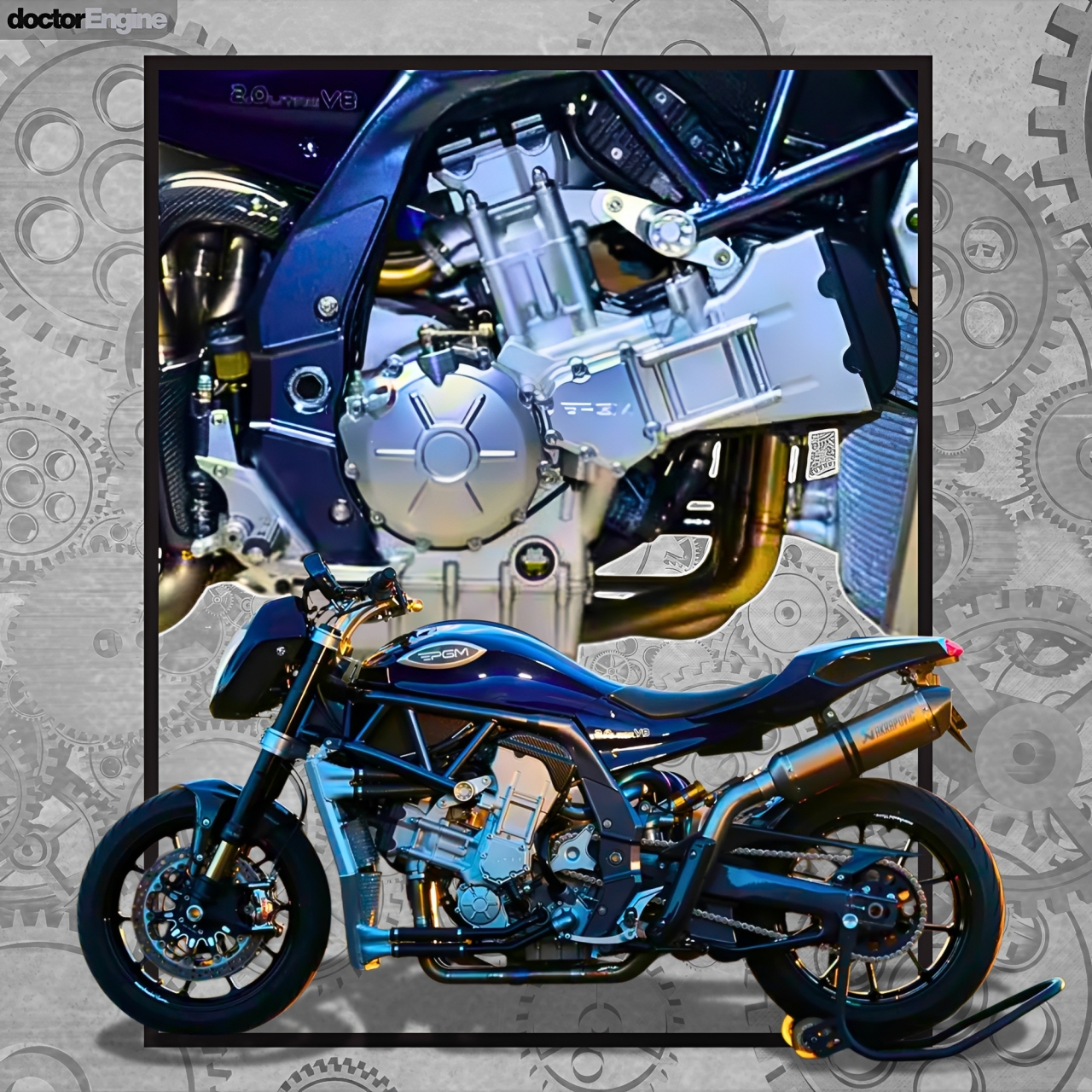 This is the PGM V8 motorcycle engine, a wild, custom-built high