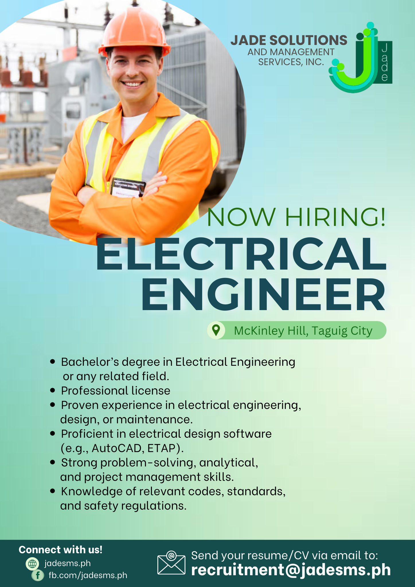 Jade - 𝗡𝗢𝗪 𝗛𝗜𝗥𝗜𝗡𝗚! We are looking for 𝗘𝗹𝗲𝗰𝘁𝗿𝗶𝗰𝗮𝗹 𝗘𝗻𝗴𝗶𝗻𝗲𝗲𝗿 to be ...