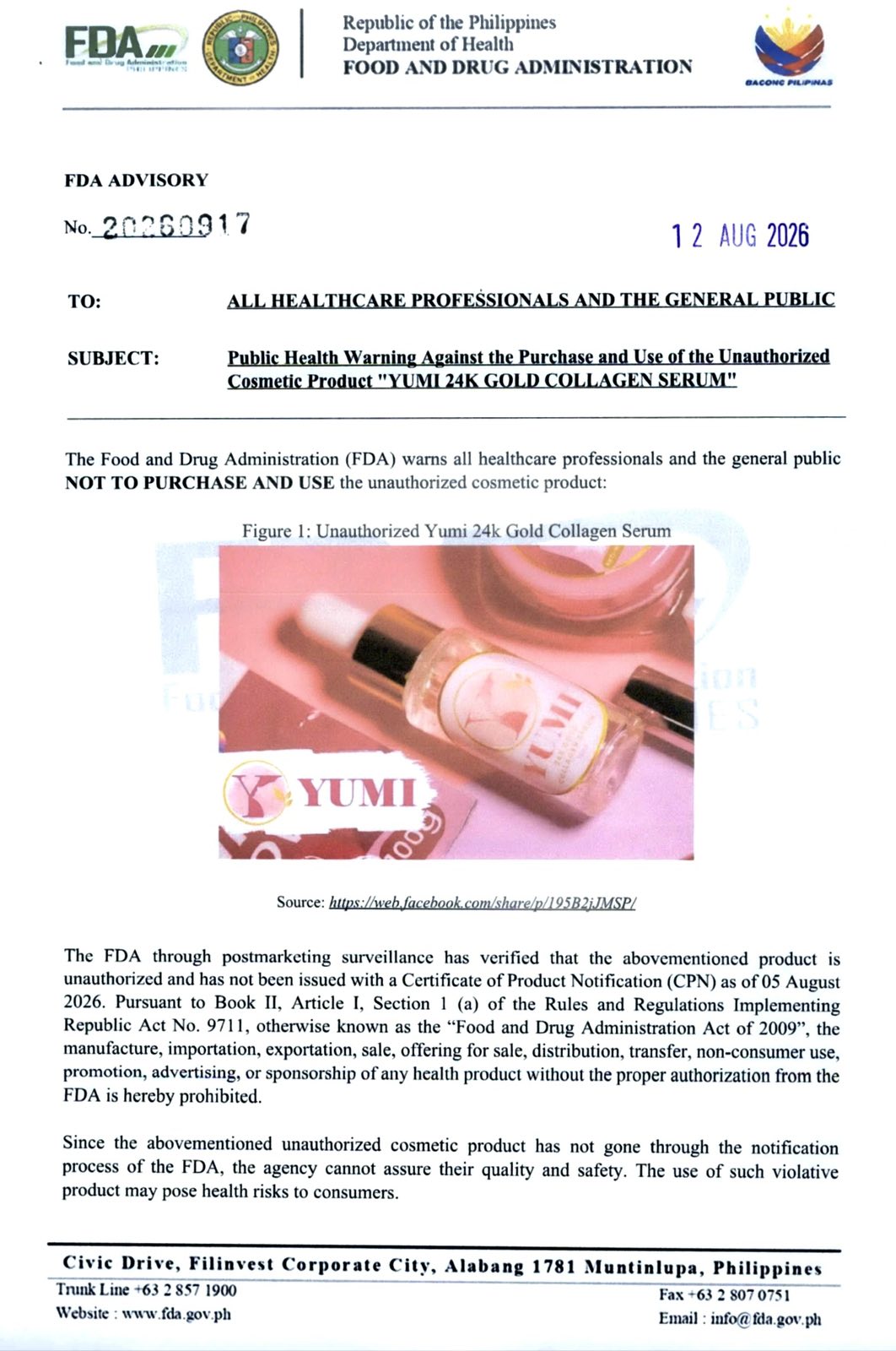 DO NOT BUY. DO NOT USE. ‼️ The Food and Drug Administration (FDA) Philippines has issued a Public Health Warning concerning the purchase, distribution, sale, and use of the following unregistered