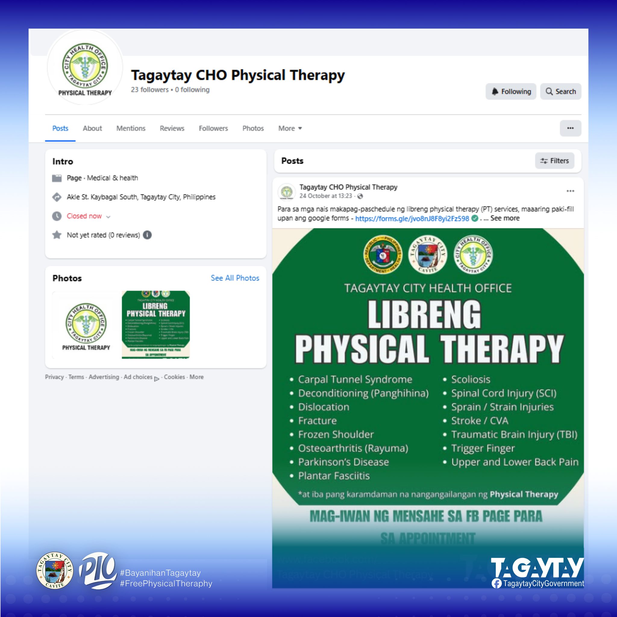 Tagaytay - Para sa lahat ng nais magpa-schedule sa libreng Physical ...