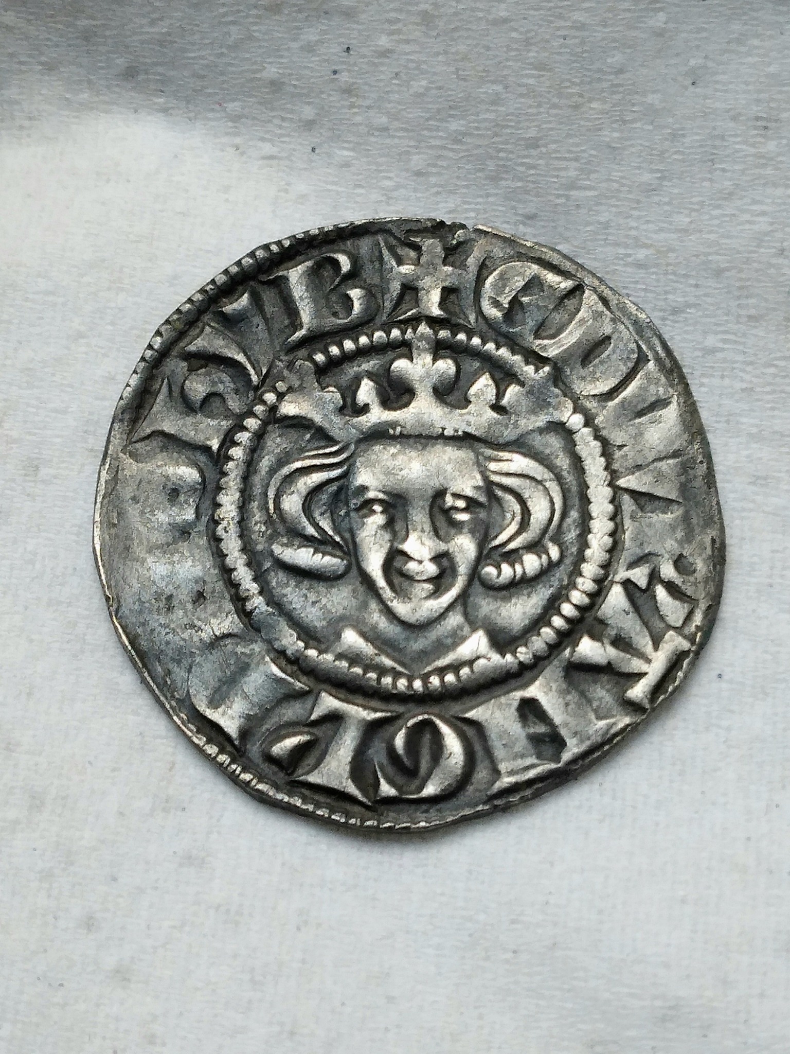 Edward IV or V (1483) Halfpenny, London. Mint Mark halved sun and
