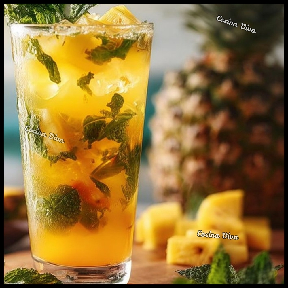Cocina - Mojito de Piña 🍍🍃 Ingredientes: 1/2 taza de piña en cubos 6 ...