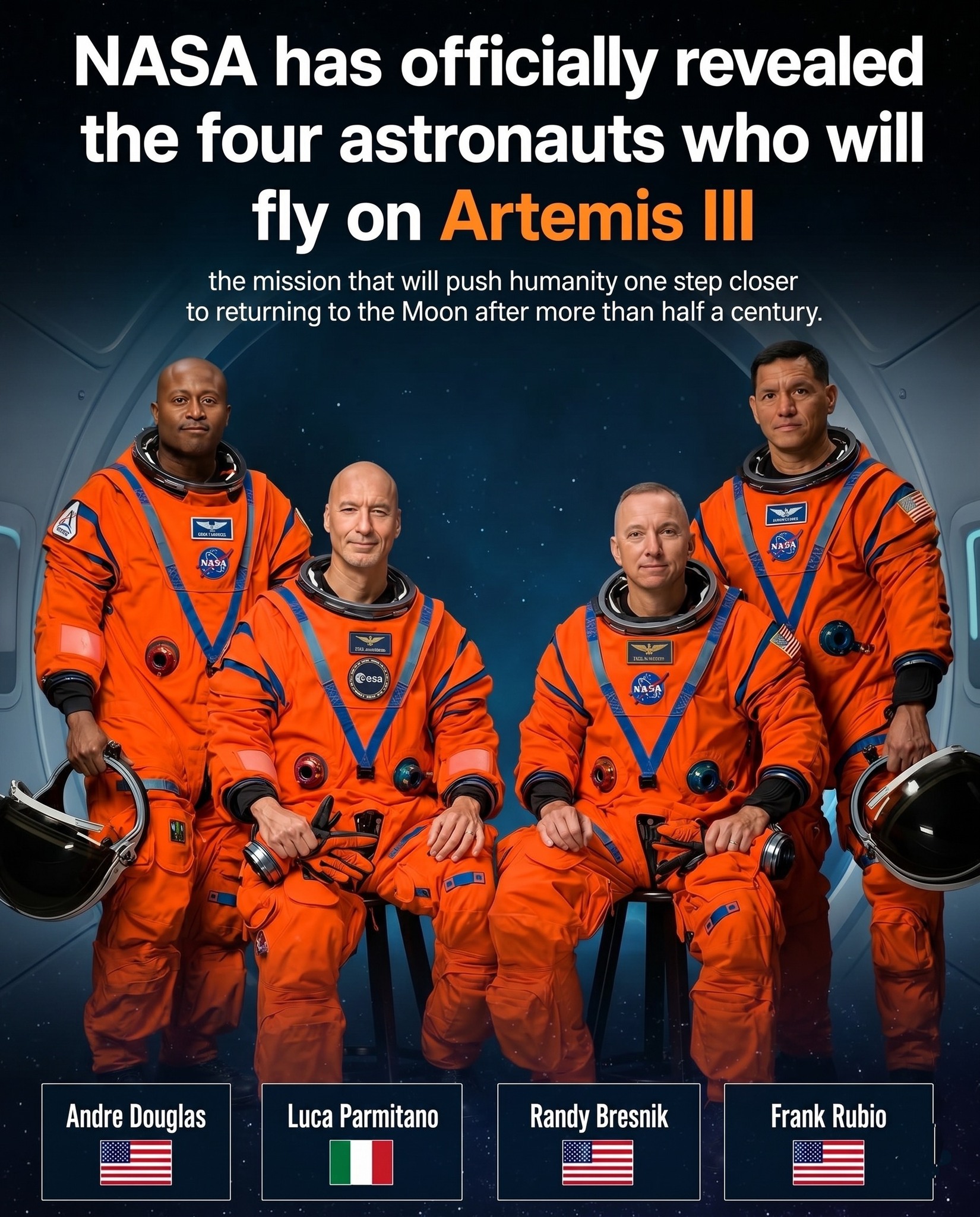 NASA reveals Artemis III astronauts for lunar mission