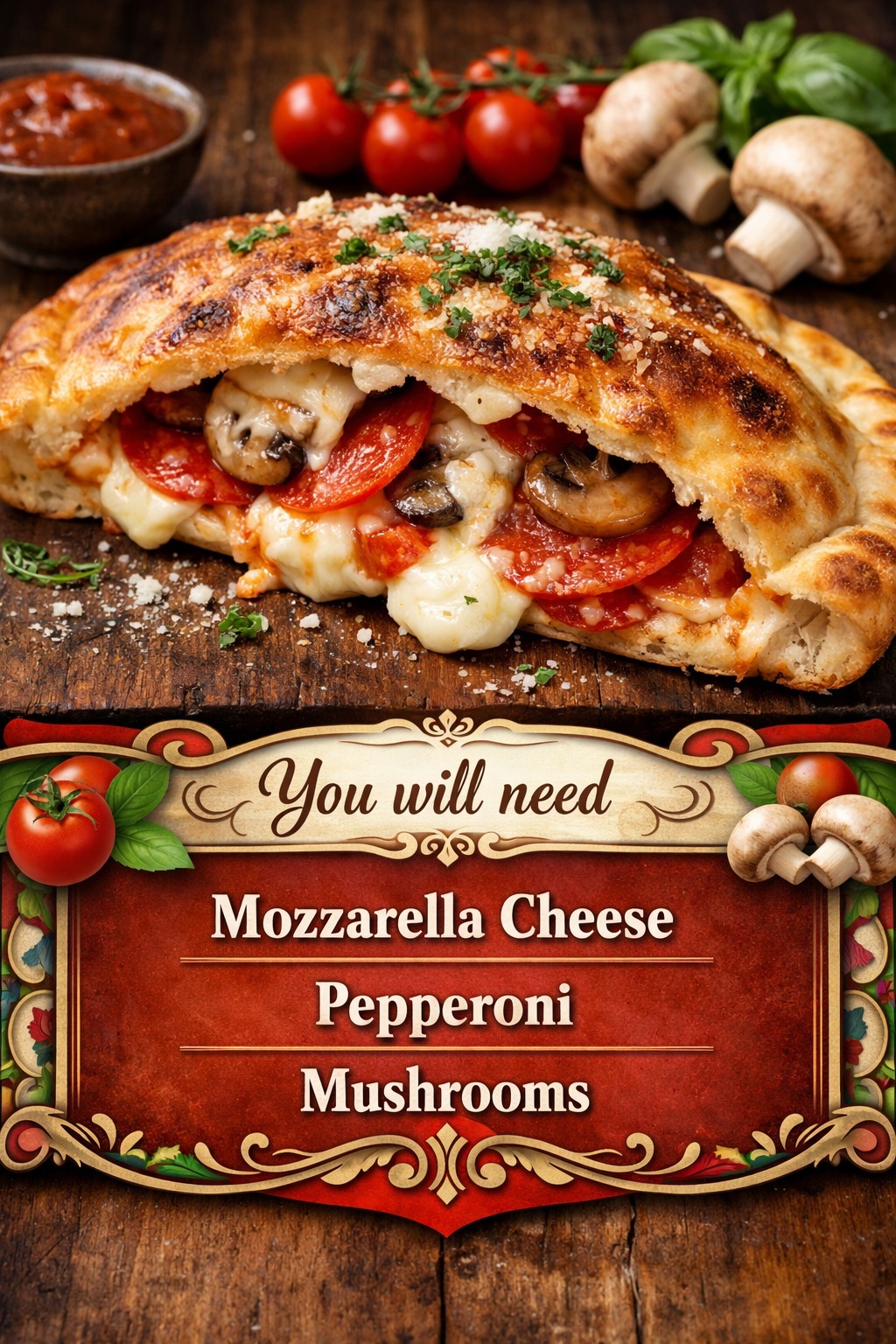 Flavour - Pepperoni Mushroom Mozzarella Calzone Ingredients 1 pizza ...