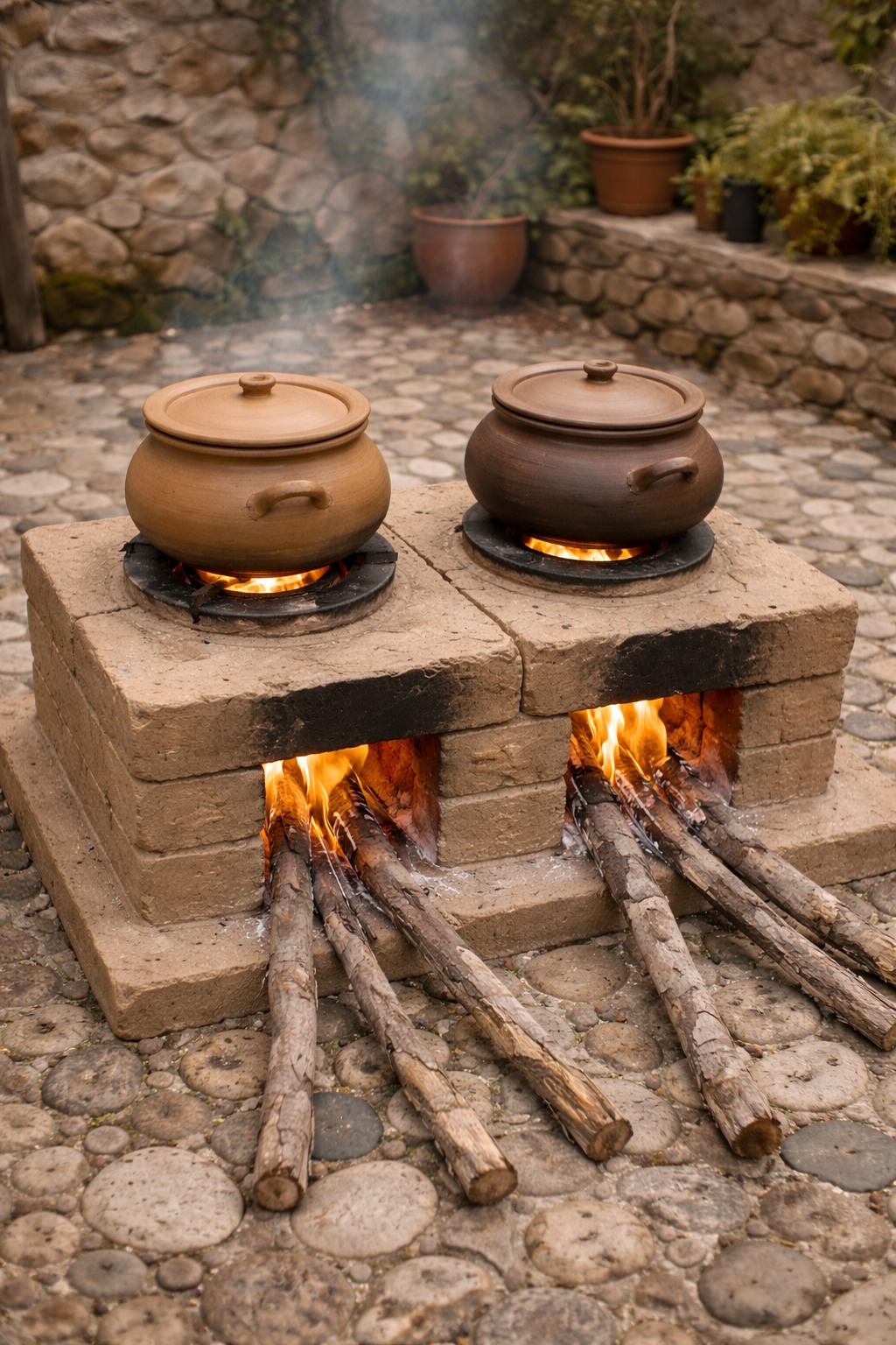 The Double Wood-Fired Rocket Stove: A Simple Outdoor Cooking Setup