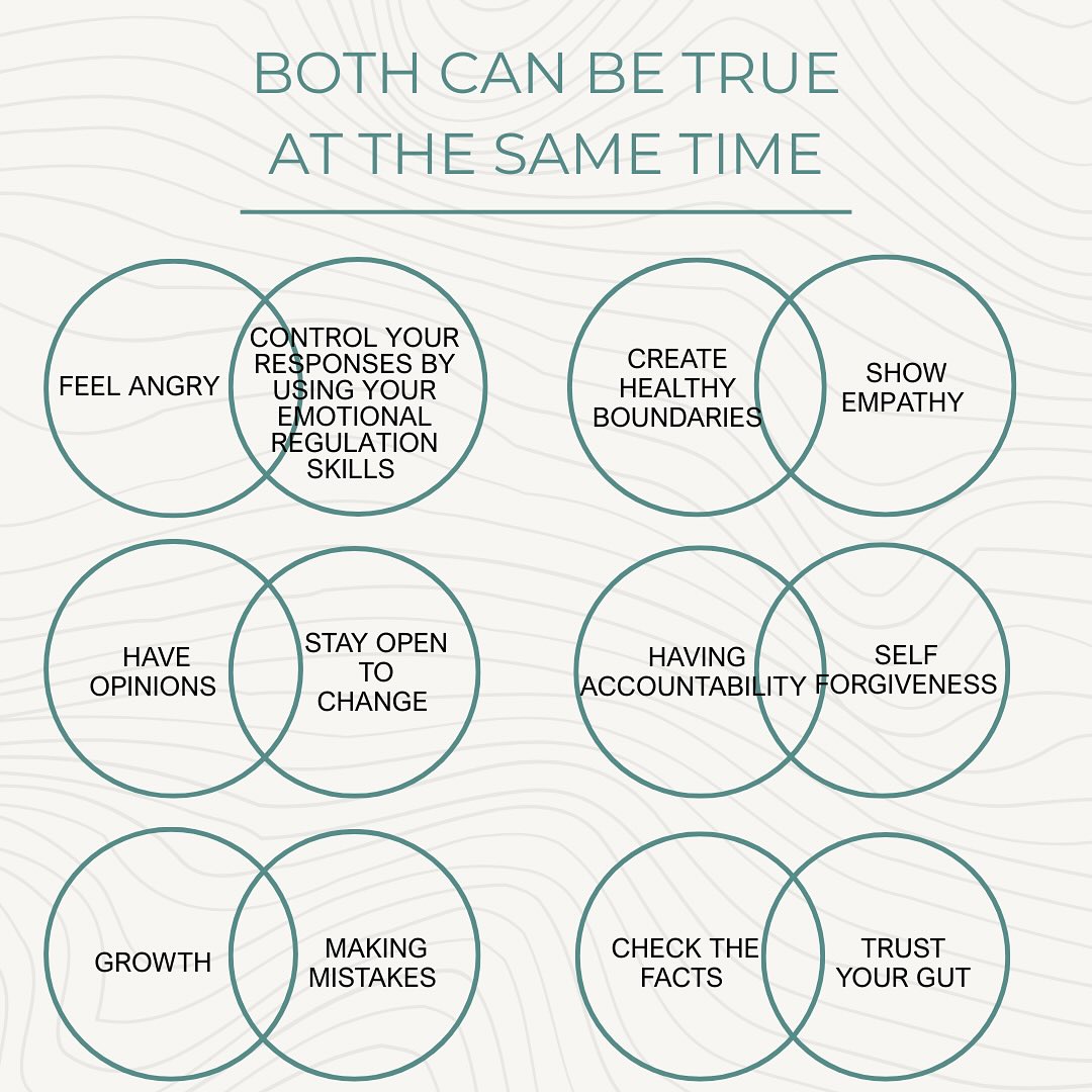 Hello - These examples of feelings, actions, and values can co-exist ...