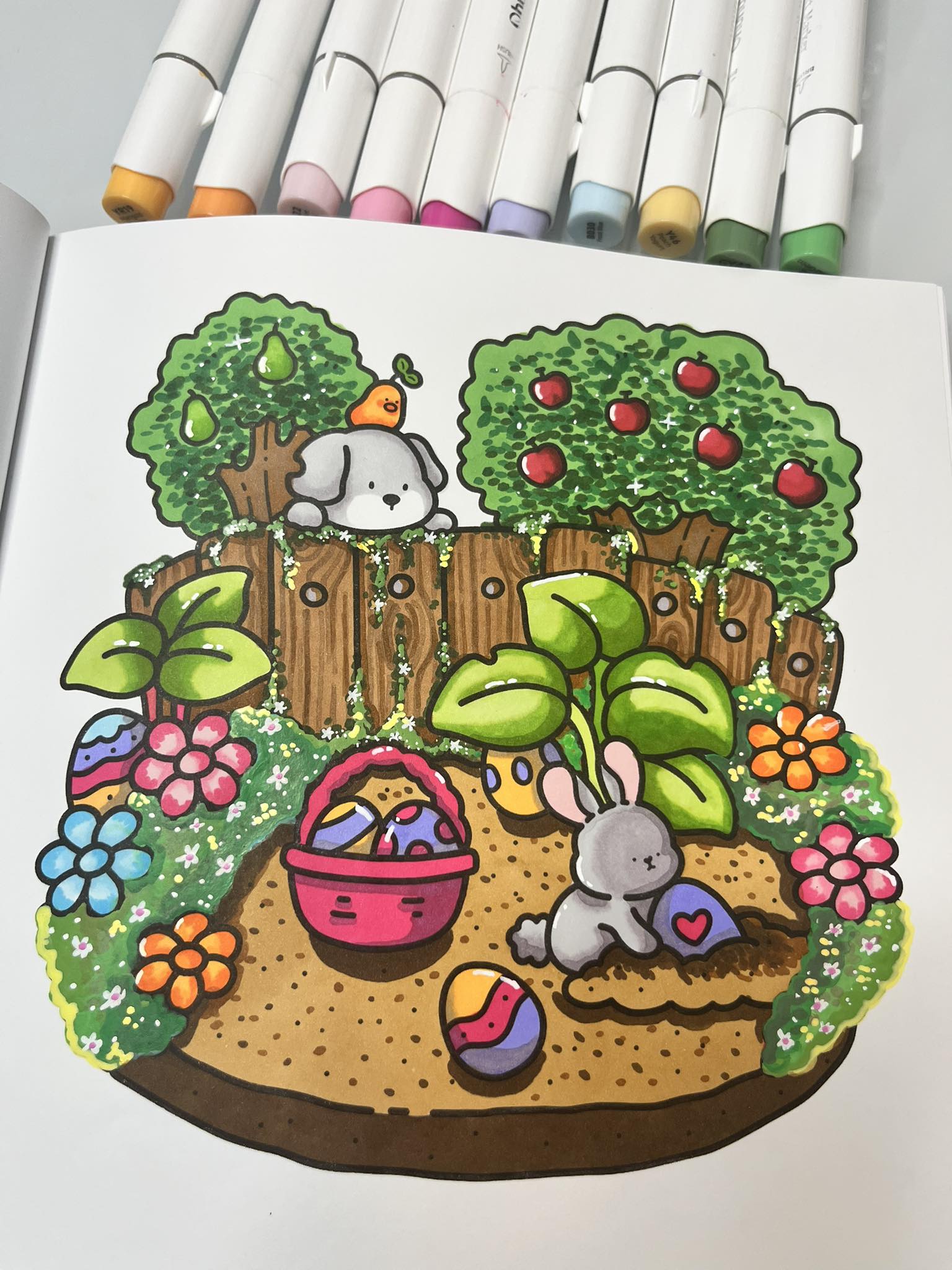 Finished page from Cozy Cuties by Coco Wyo using Ohuhu alcohol