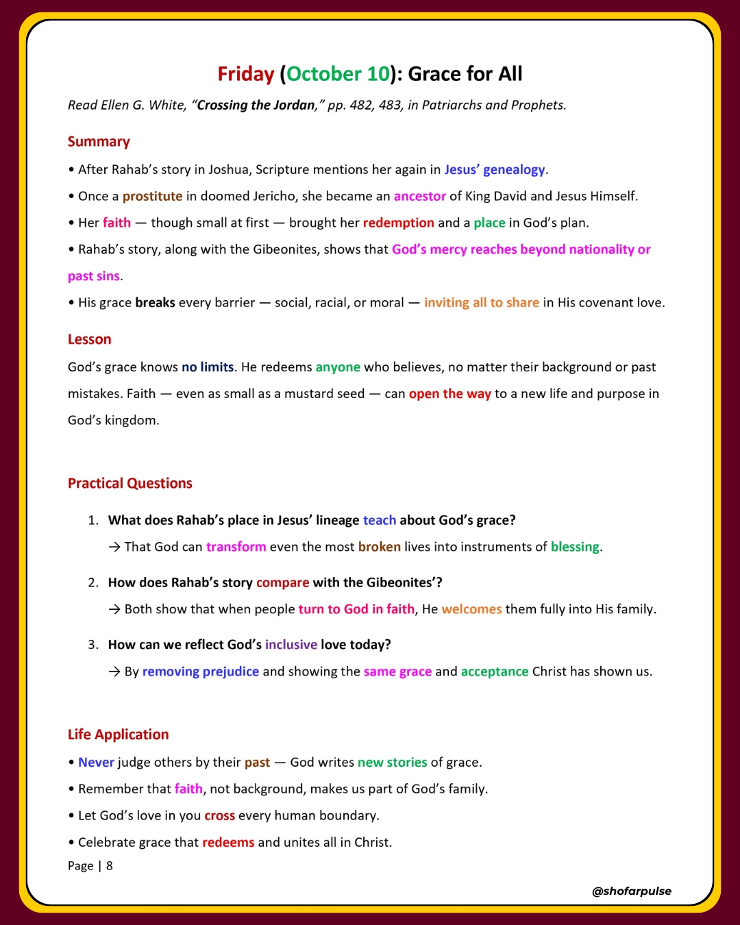SDA ADULT LESSON STUDY | 📖 Friday: Further Thought | Facebook
