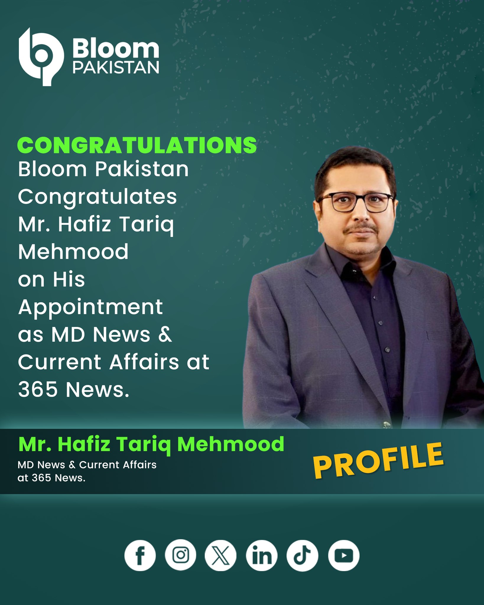 Bloom - Mr. Tariq Mehmood is a distinguished and seasoned journalist ...