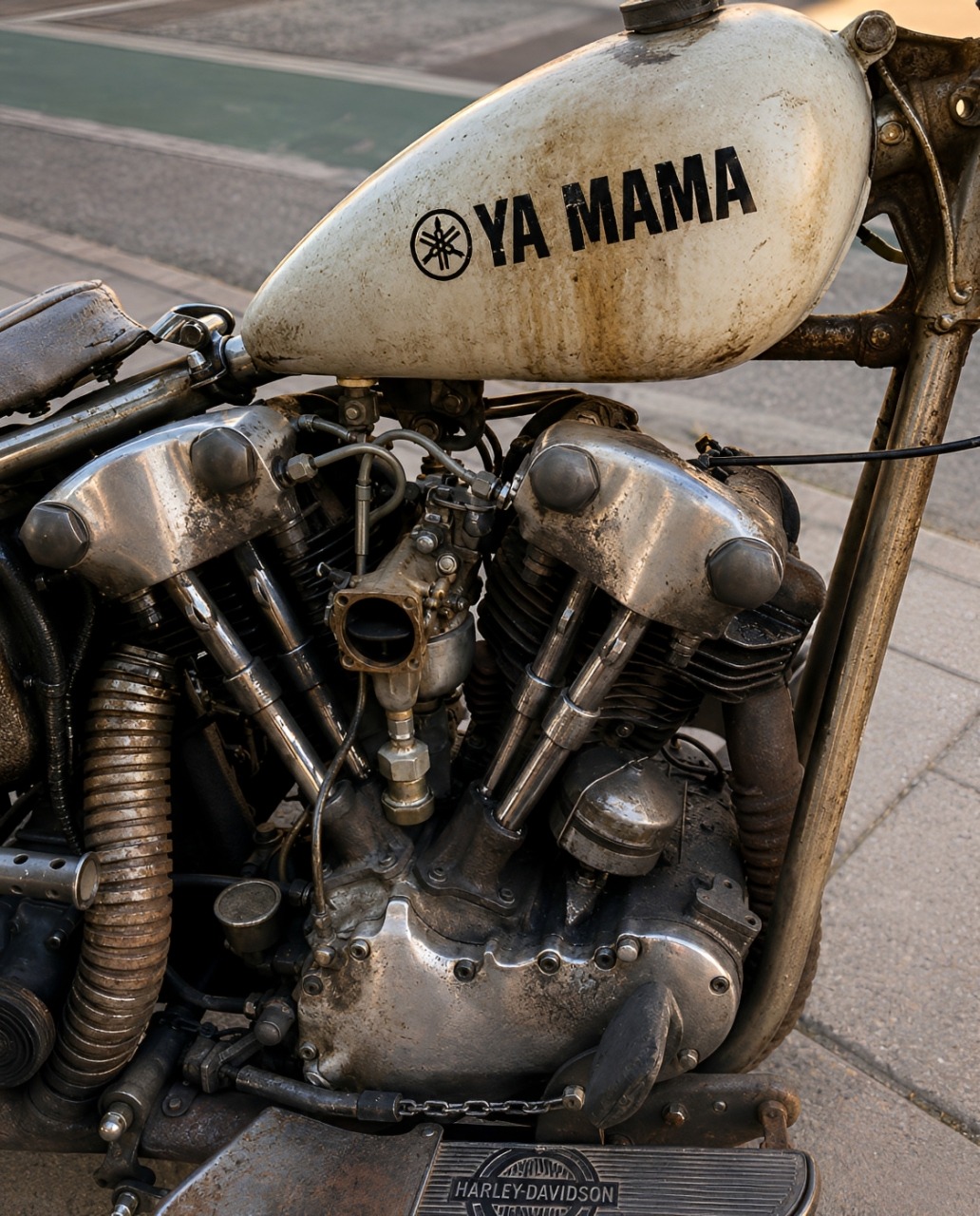 Custom Yoshi motorcycle with unique features