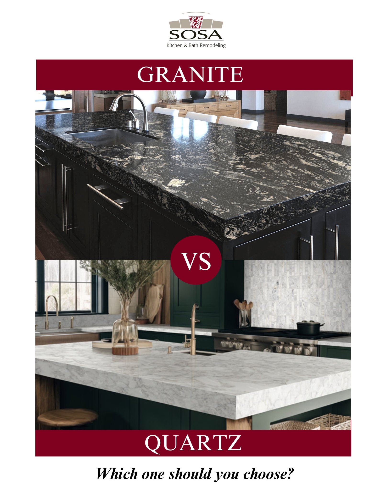 🪨 Countertop Comparison:... - Sosa Kitchen & Bath Remodeling | Facebook