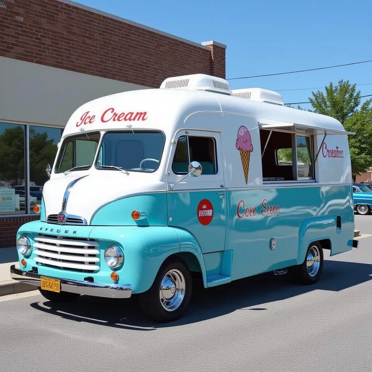 1967 hot rod mod ford COE ice cream truck.