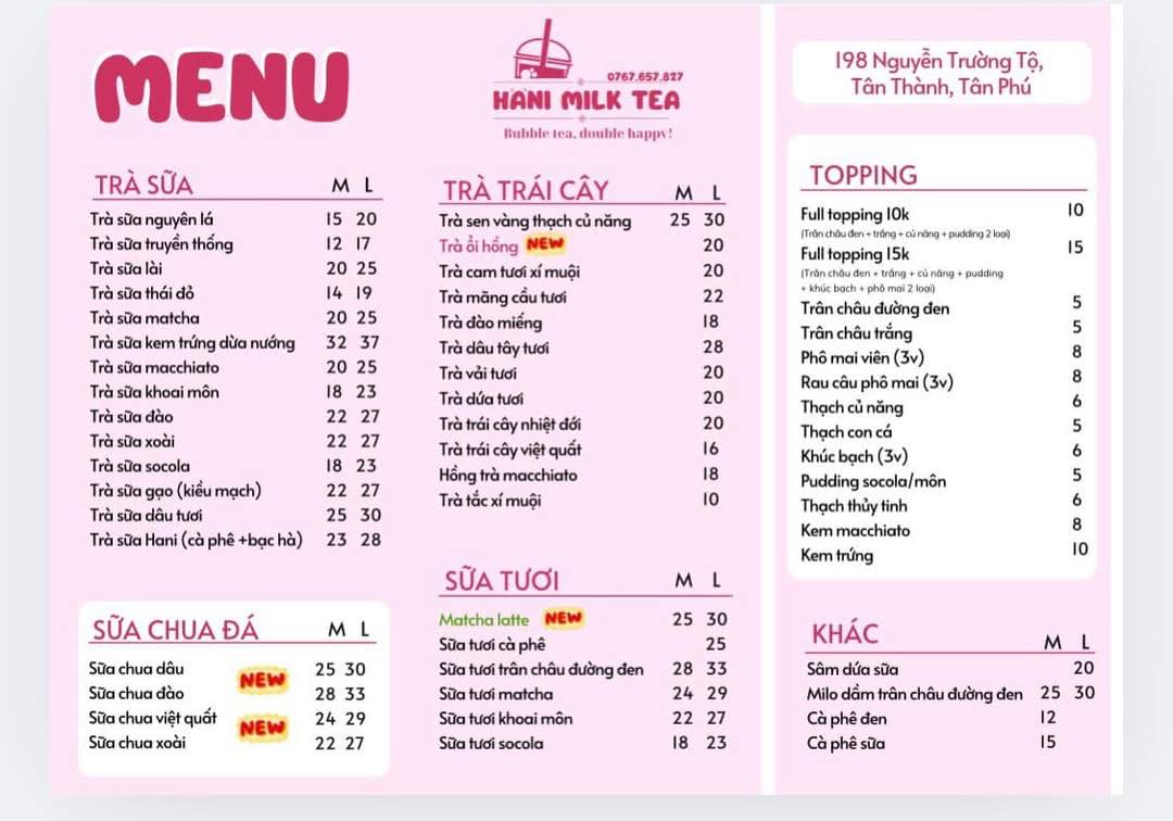 Hani Milk Tea - Trà sữa Topping + Trà trái cây | Ho Chi Minh City