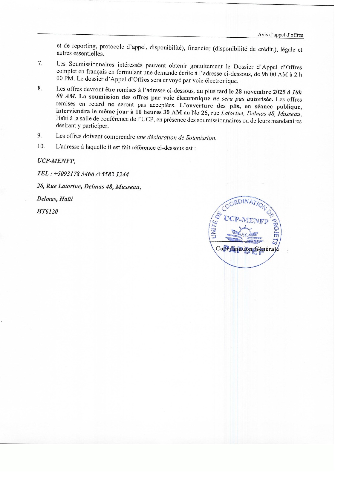 UCP MENFP