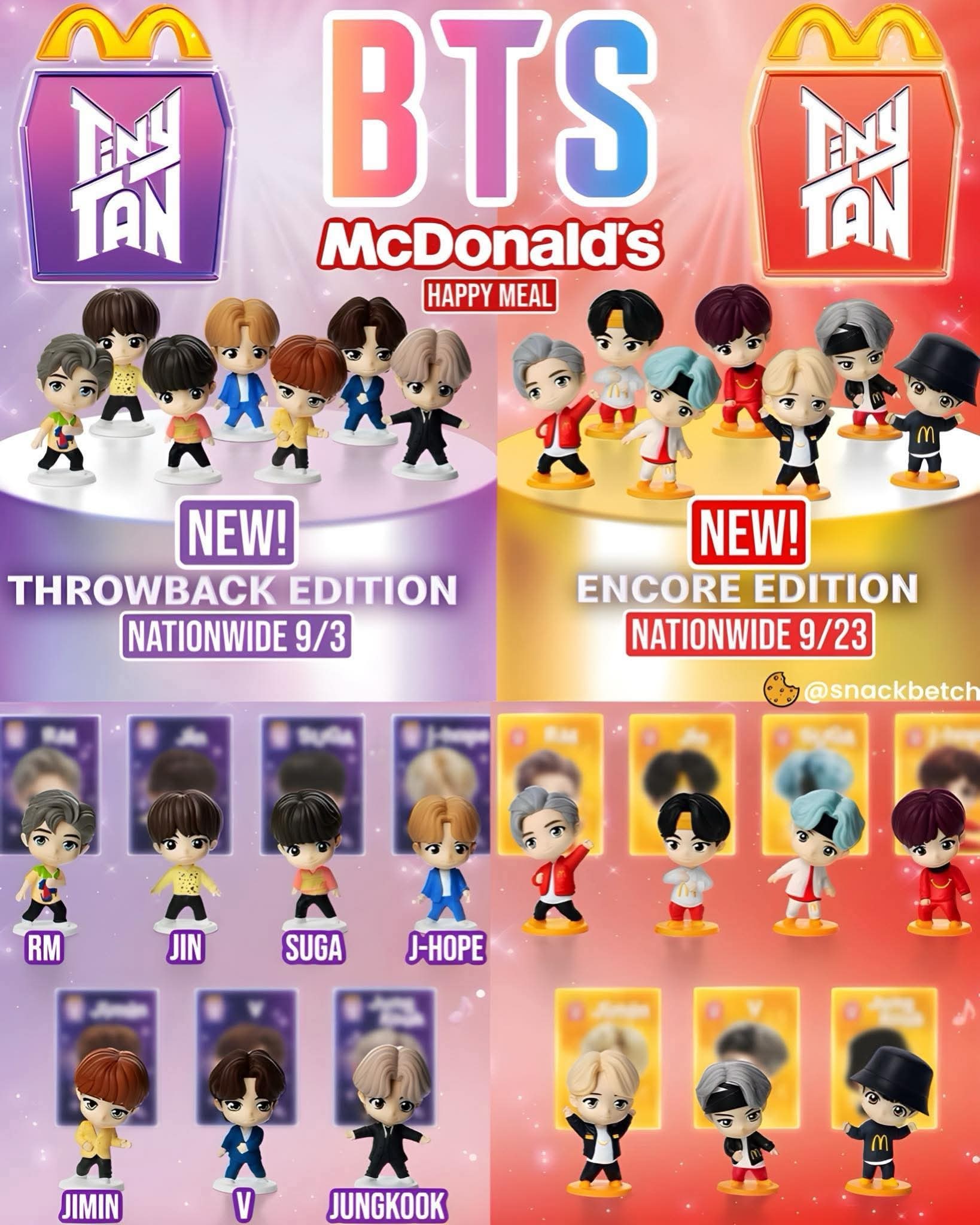 Tiny Tan x Mc Donalds Happy Meals toys. Released Dates : Throwback