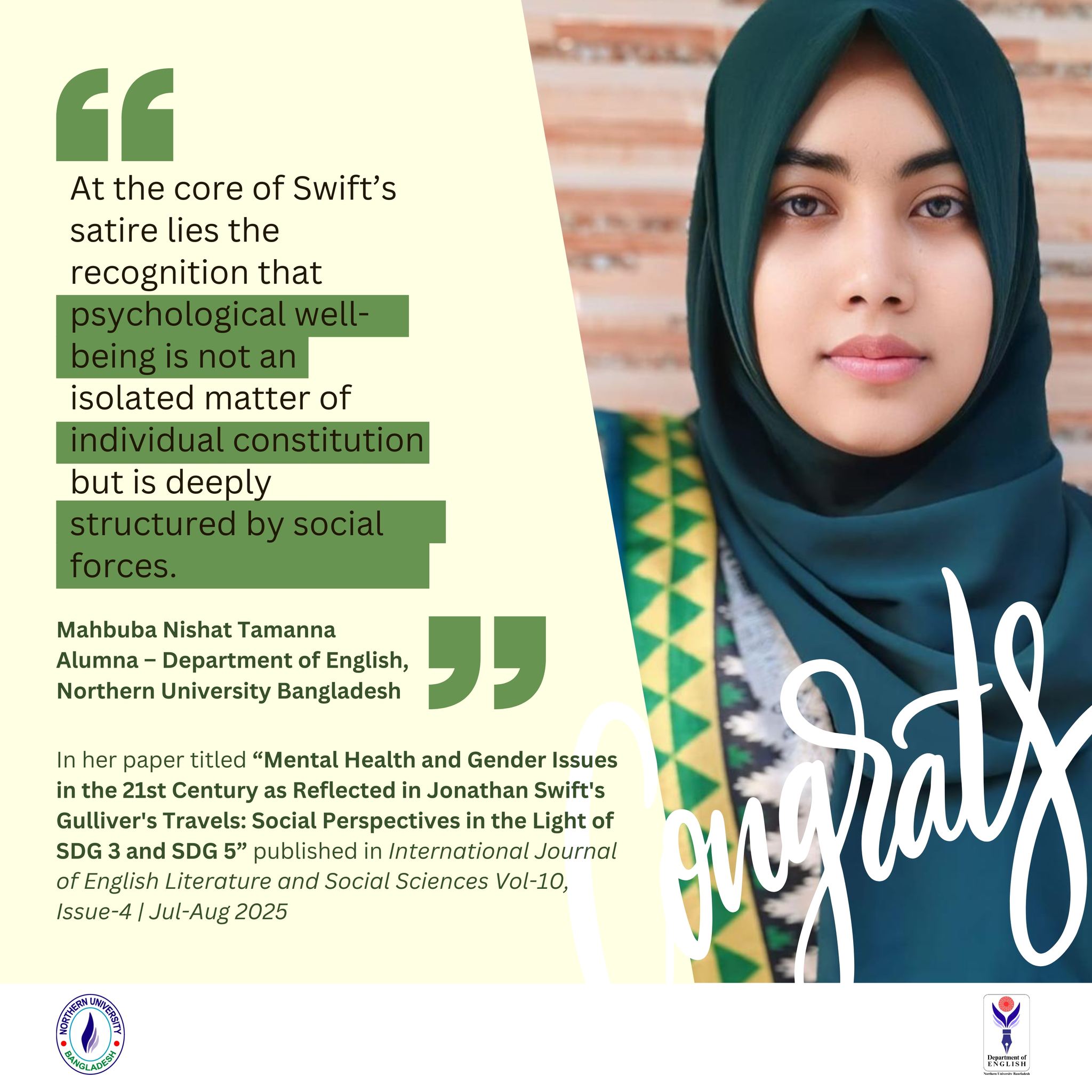 Department - Congratulations! Mahbuba Nishat Tamanna Alumna ...