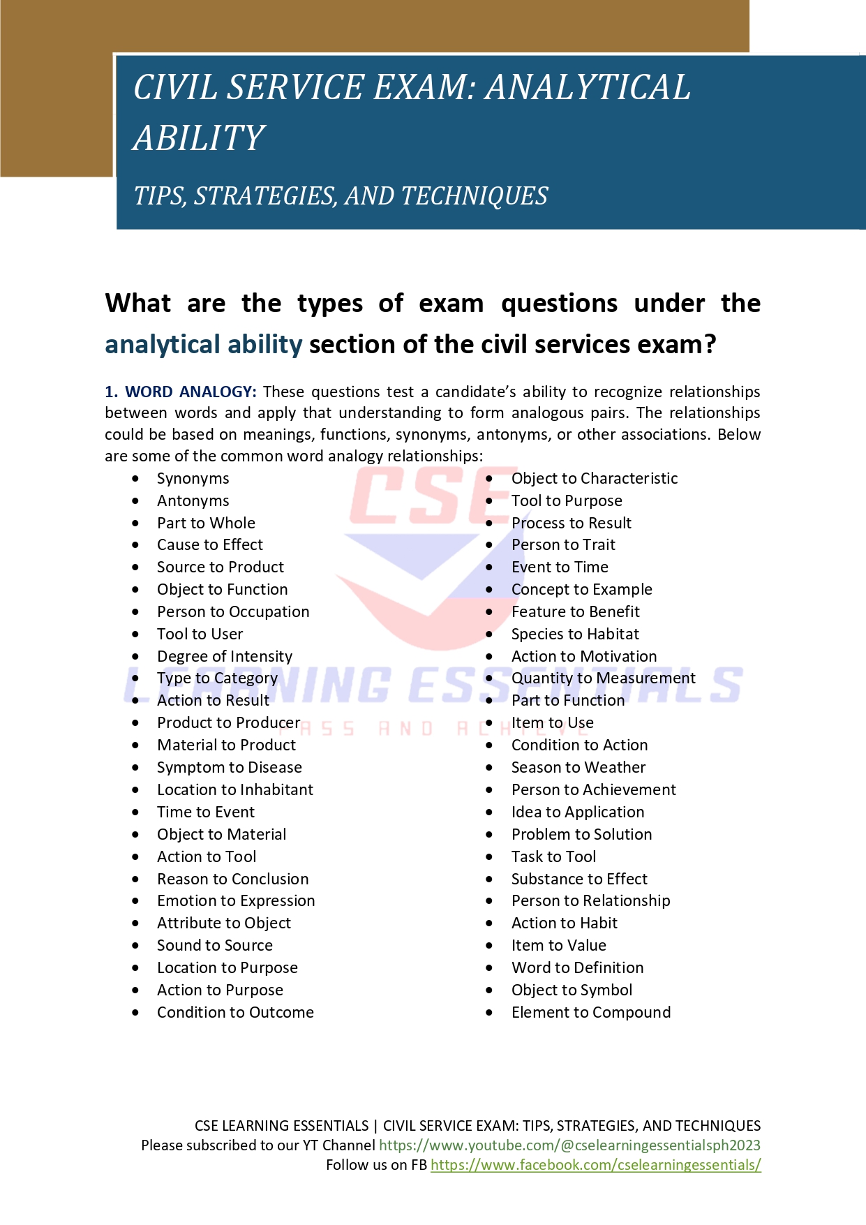 📢 Civil Service Exam Tips:... - CSE Learning Essentials | Facebook