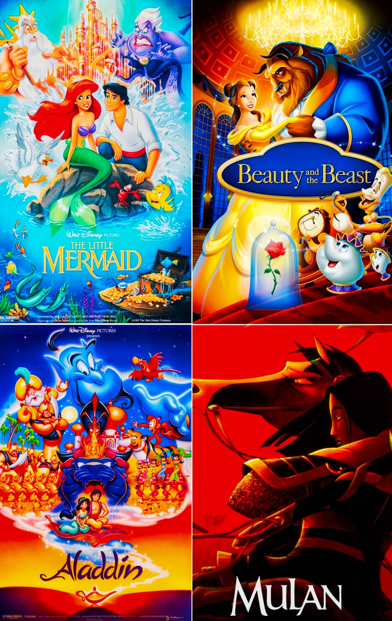 Aladdin (1992), Beauty and the Beast (1991) and The Little Mermaid