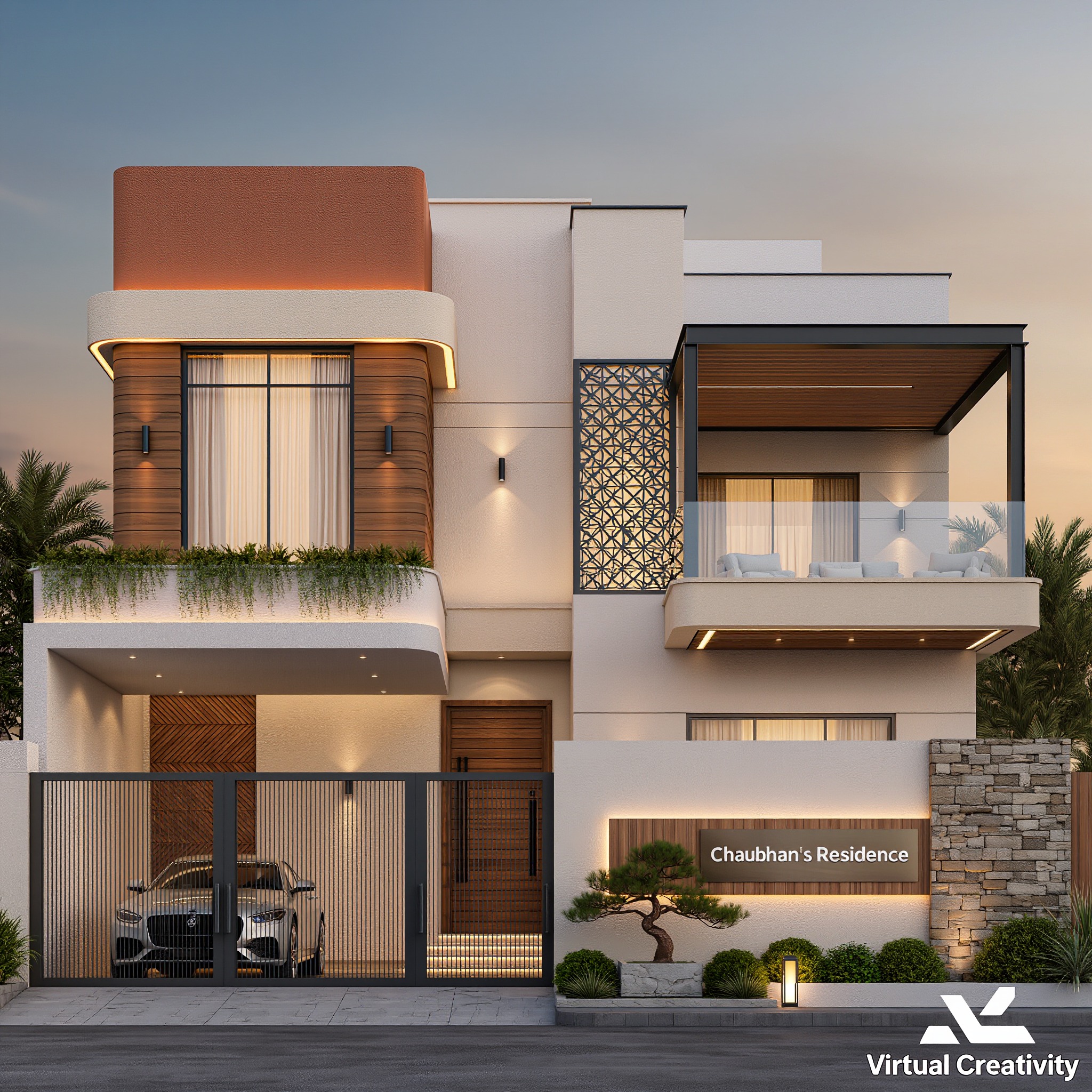 Virtual - Luxurious warm Chauhan’s Residence: soft beige plaster ...