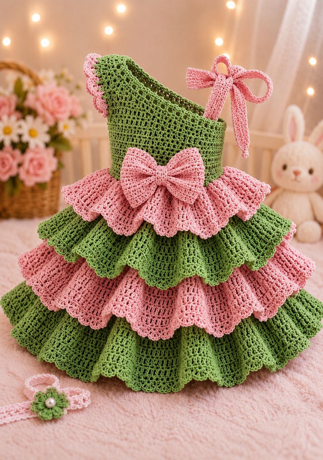 Handmade Disney princess dress with crochet and embroidery