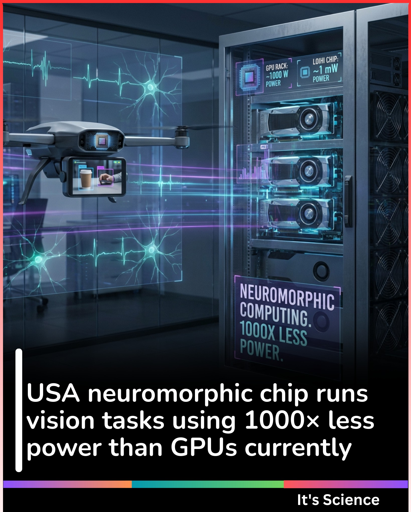 A cool toned, cinematic close up shows a silicon wafer under