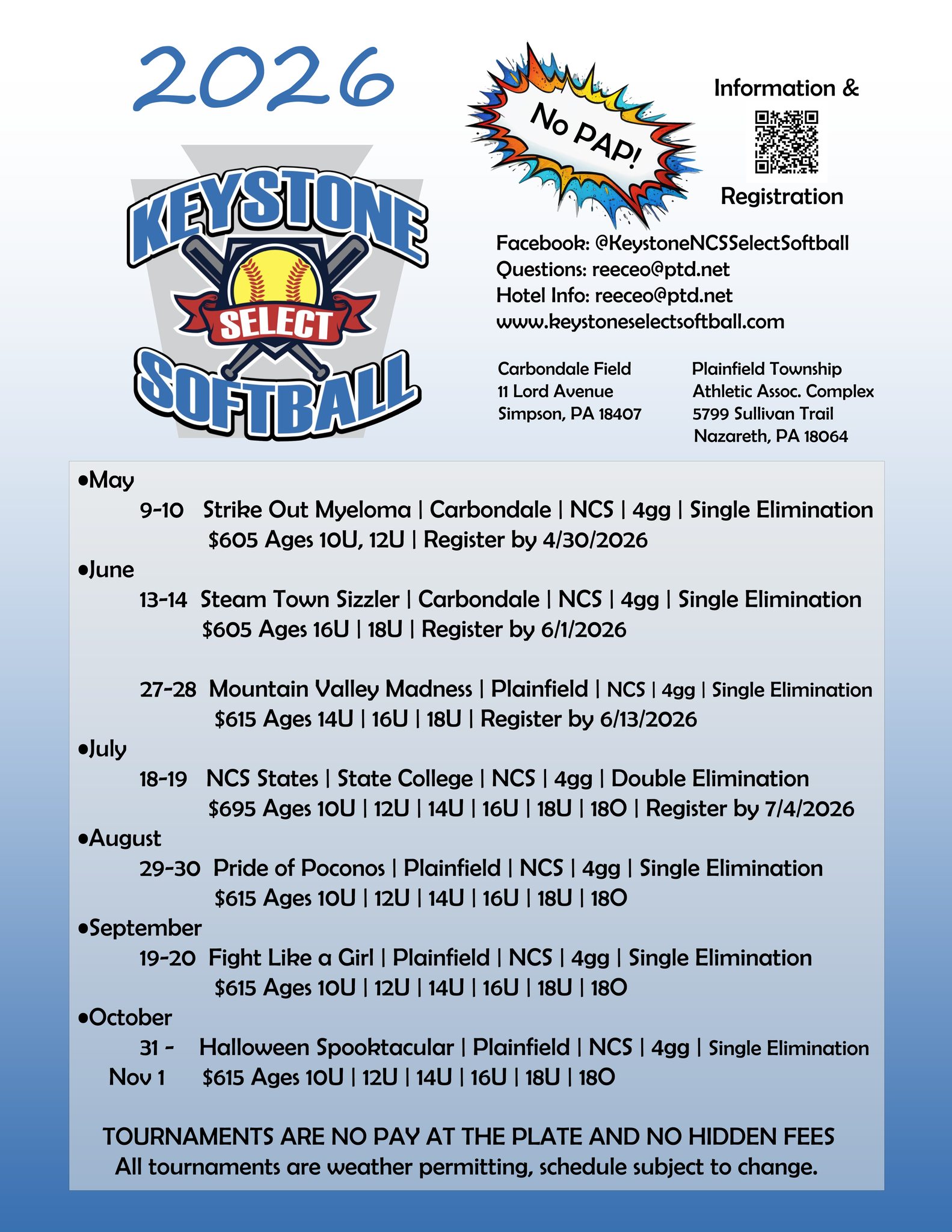 Keystone NCS Select Fastpitch Softball Tournaments