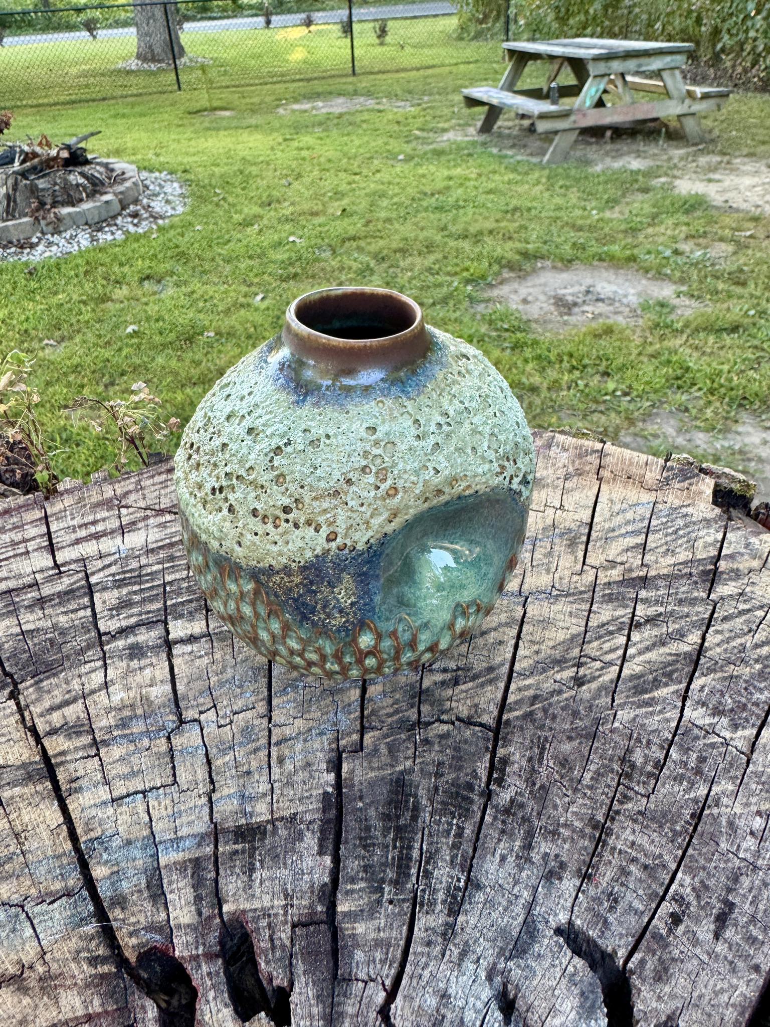 Croix Murale En Poterie émaillée Verte - Peinte à La Main - 28x10 Cm - Fait Main