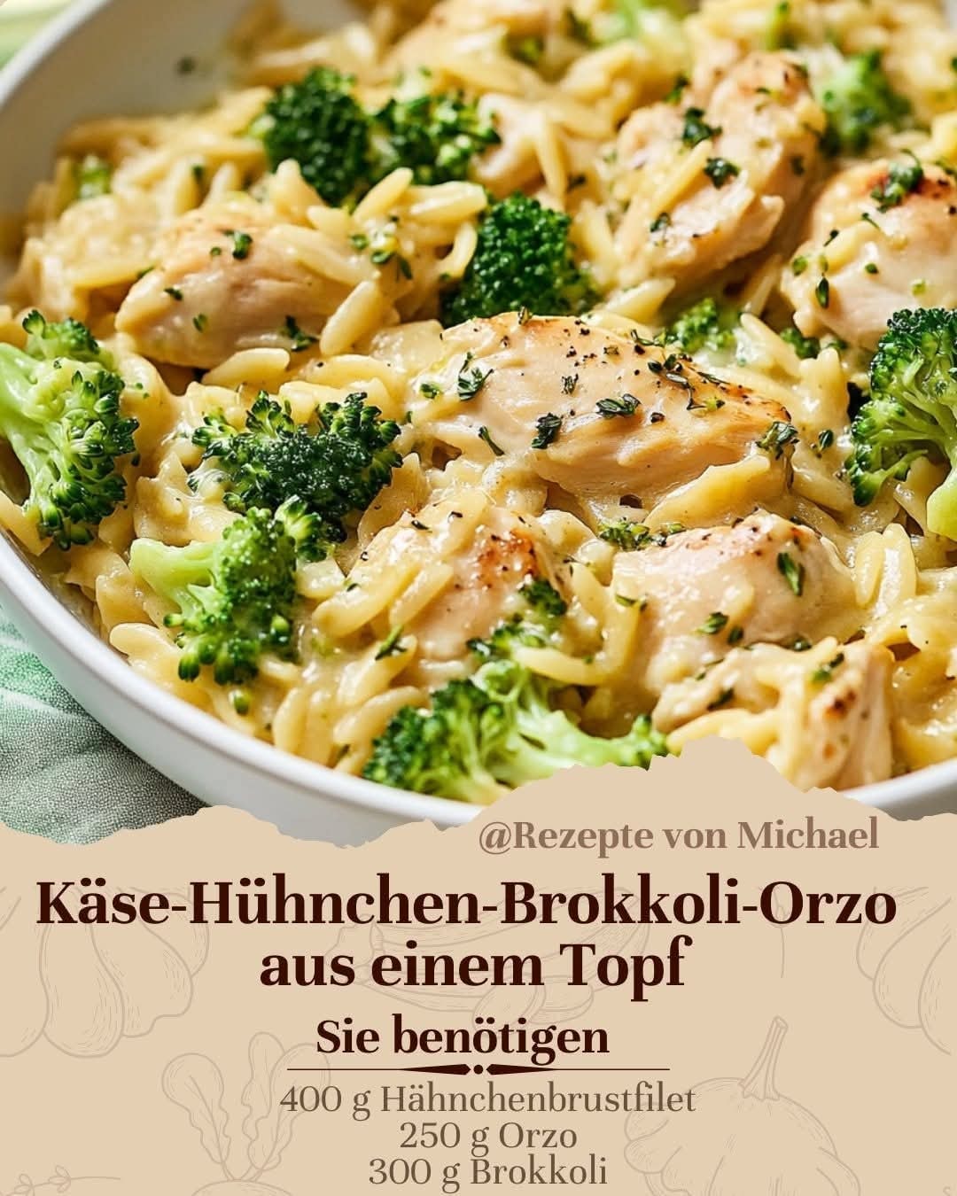 Köstliche - Käse-Hühnchen-Brokkoli-Orzo aus einem Topf – Ein einfaches ...