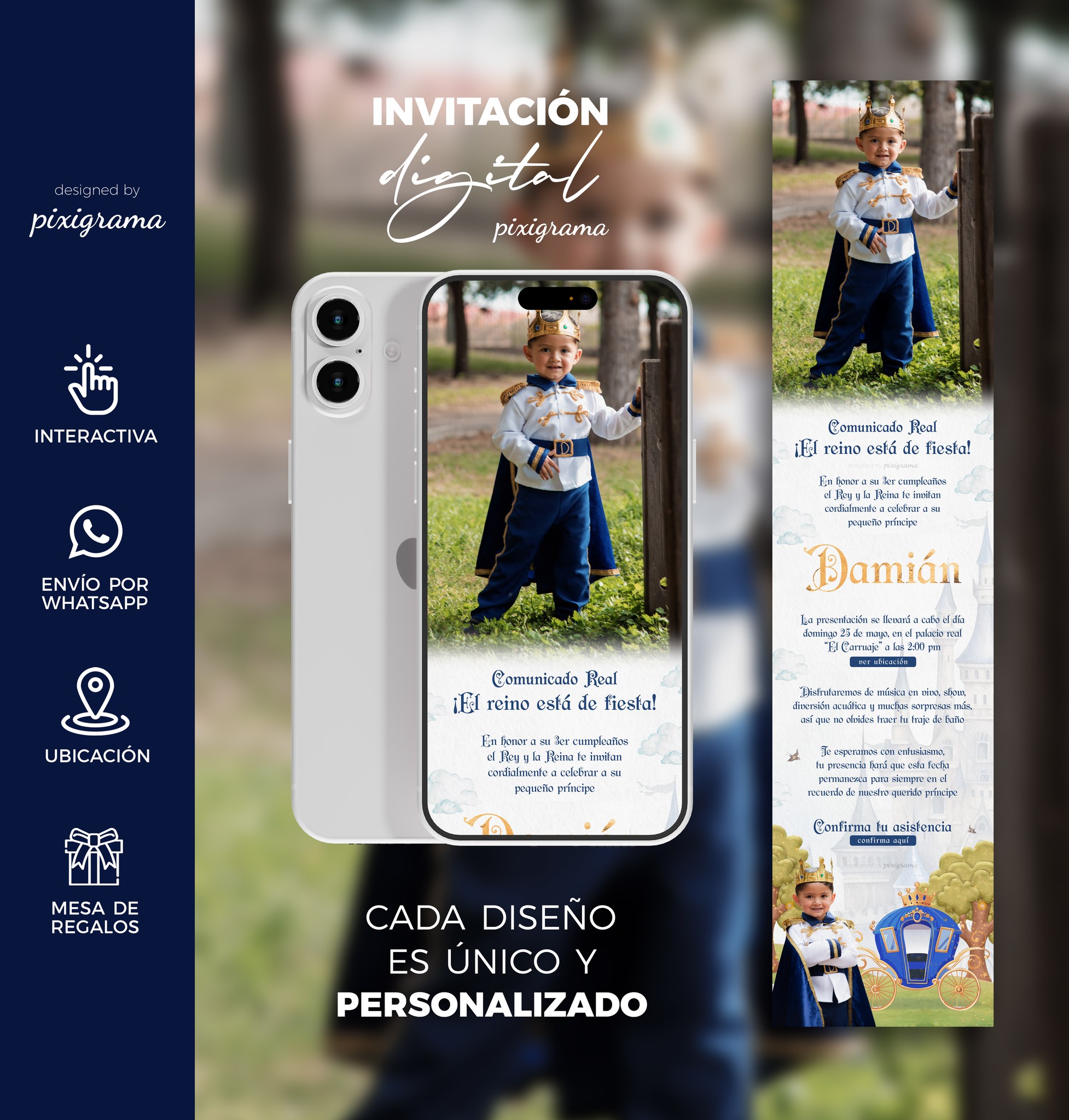 pixigrama - Invitación Digital Cumpleaños 👑 Complementa tu invitación ...