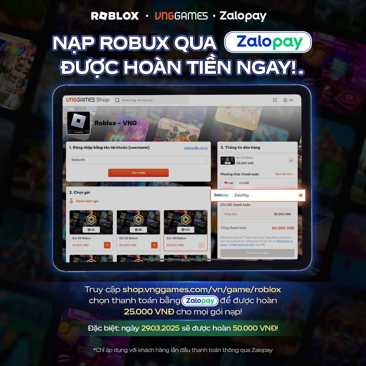 Roblox VN - 🎁 NẠP ROBUX QUA ZALOPAY, HOÀN XÈNG NGAY! 🎁 Từ...