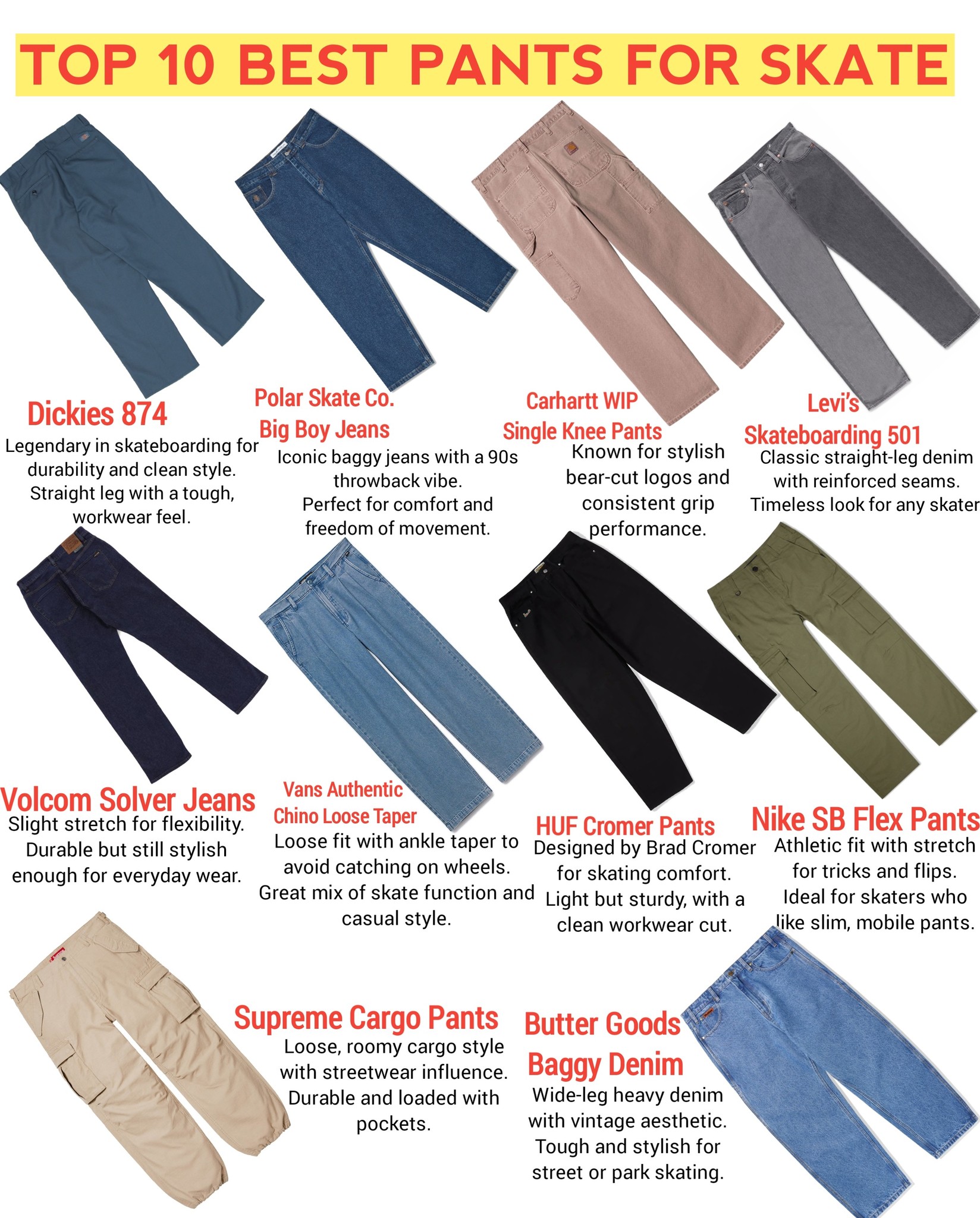 Top 10 best skate pants of all time
