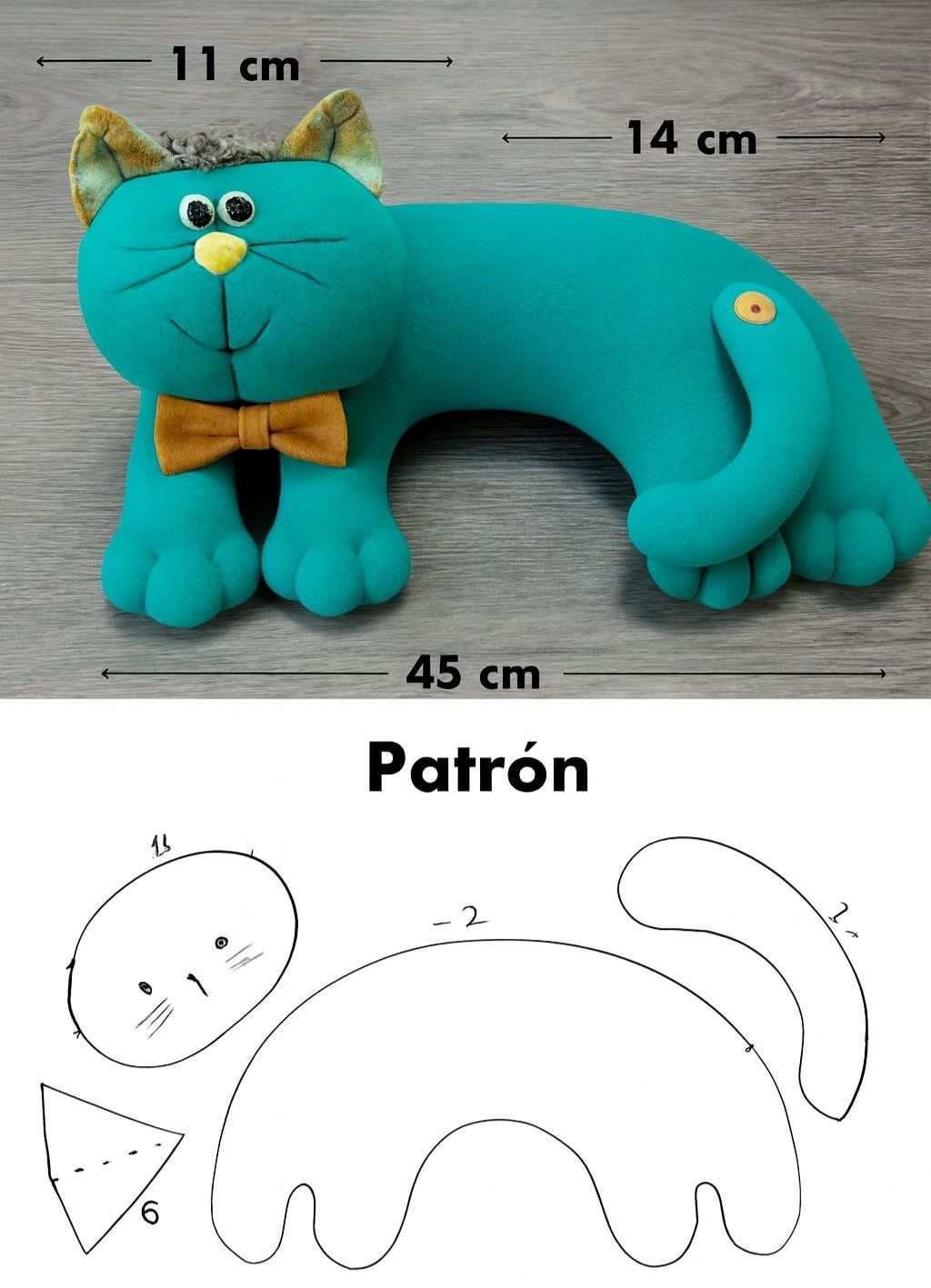 🐱 Gato de peluche con moño y patrón... - Diseño Al Viento | Facebook