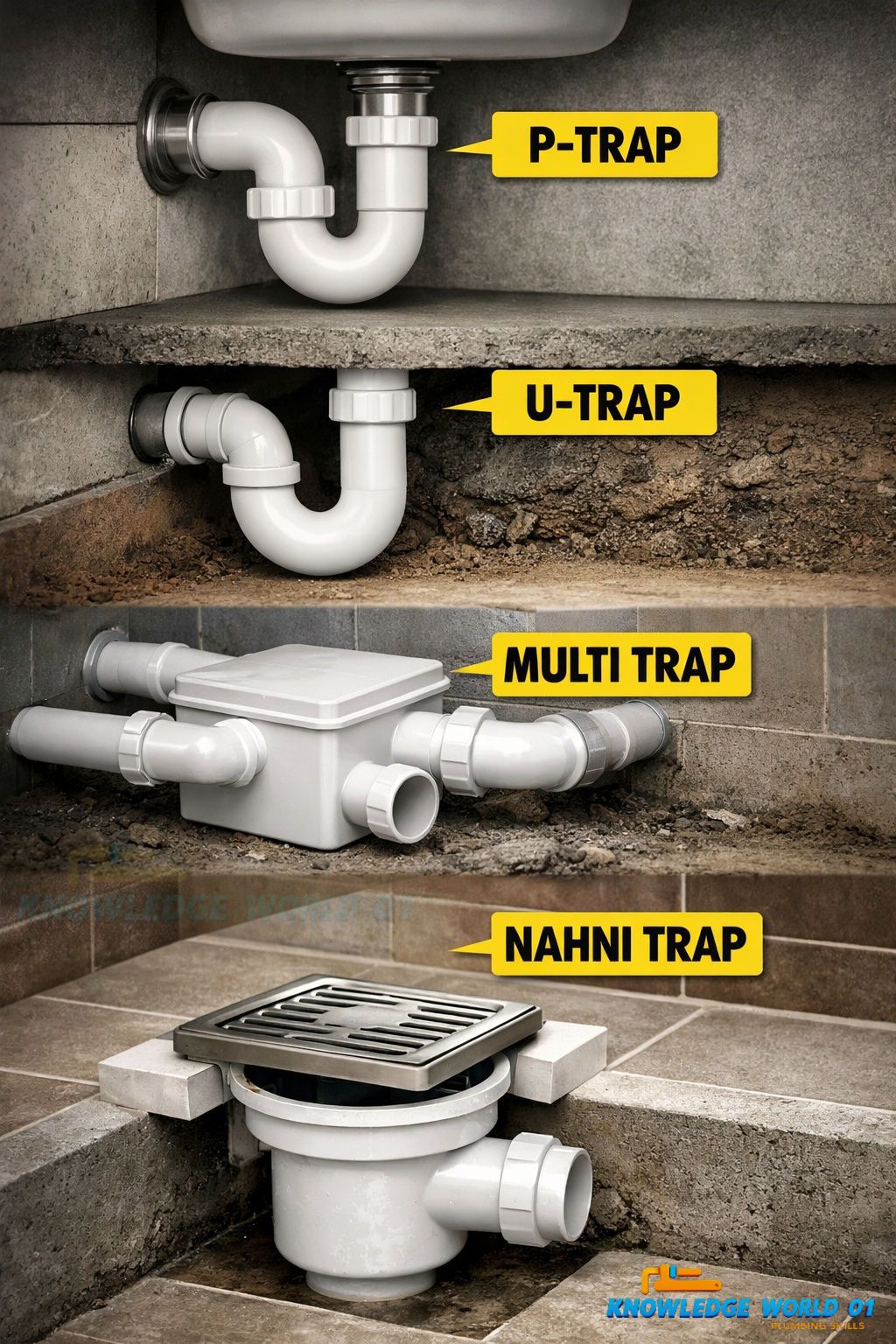 knowledge - types of plumbing traps used in drainage systems | Facebook