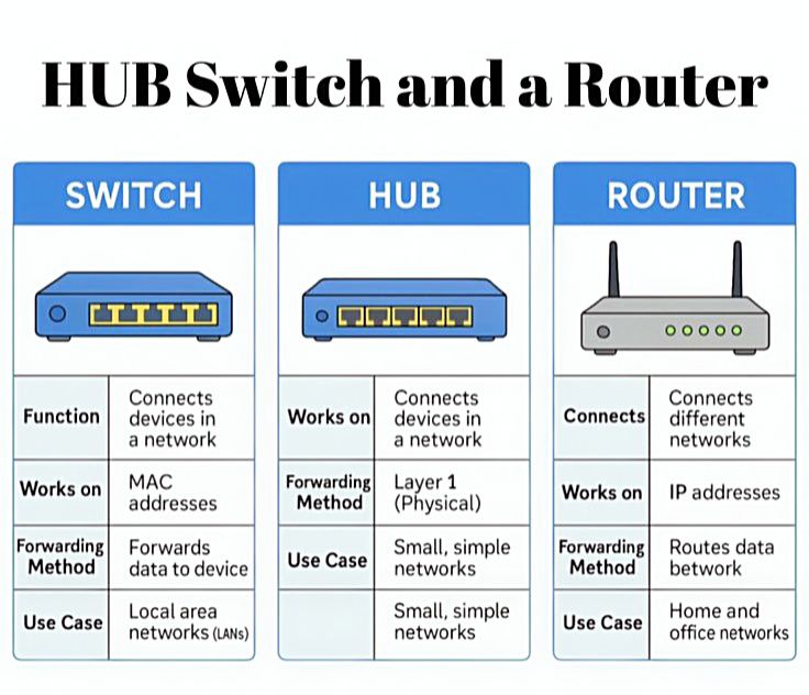Tech - SWITCH | HUB | ROUTER 💥💯 .. .. .. .. #switches #Hub #router # ...